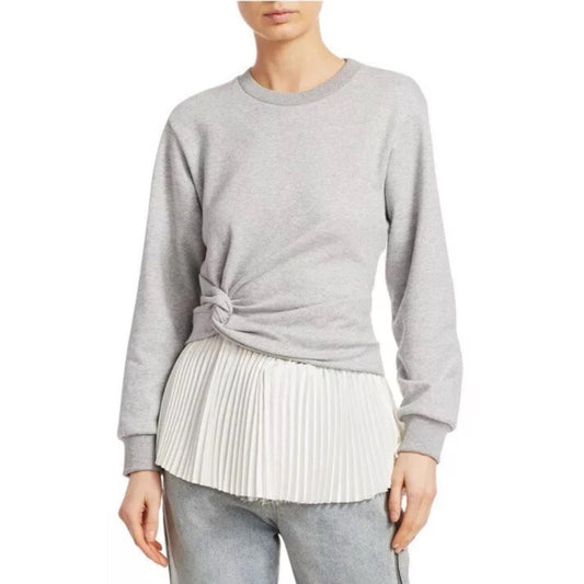 3.1 Phillip Lim Twist Detail Pleated Peplum Long-Sleeve Top, NEW, Size S