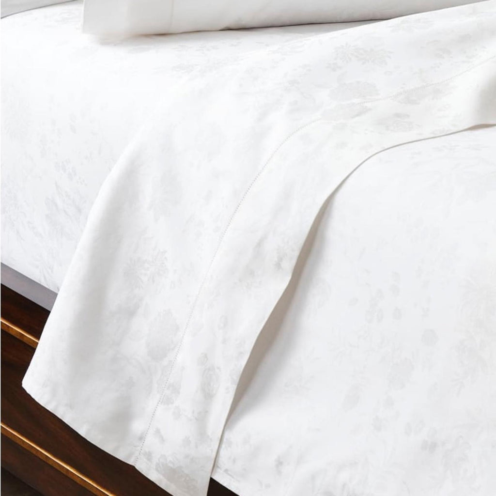 Ralph Lauren Home Organic Cotton Bethany Jacquard Silver Queen Flat Sheet, NWT
