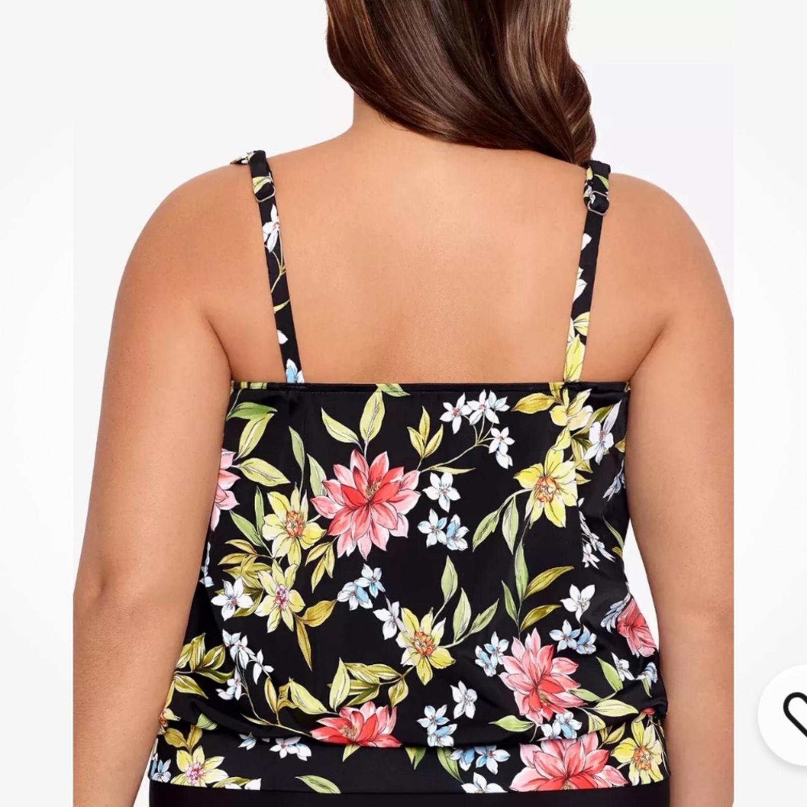 Swim Solutions Plus Size Underwire Blouson Tankini Top Multi, UK 22 US 20 NEW