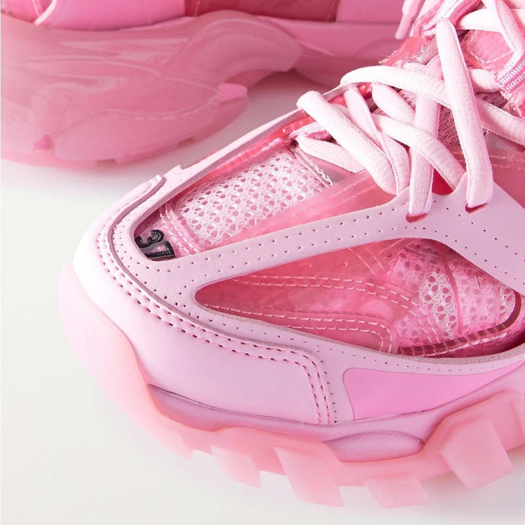 Balenciaga Track Clearsole Logo-Detailed Sneakers in Pink, Size 37 New +Dust Bag