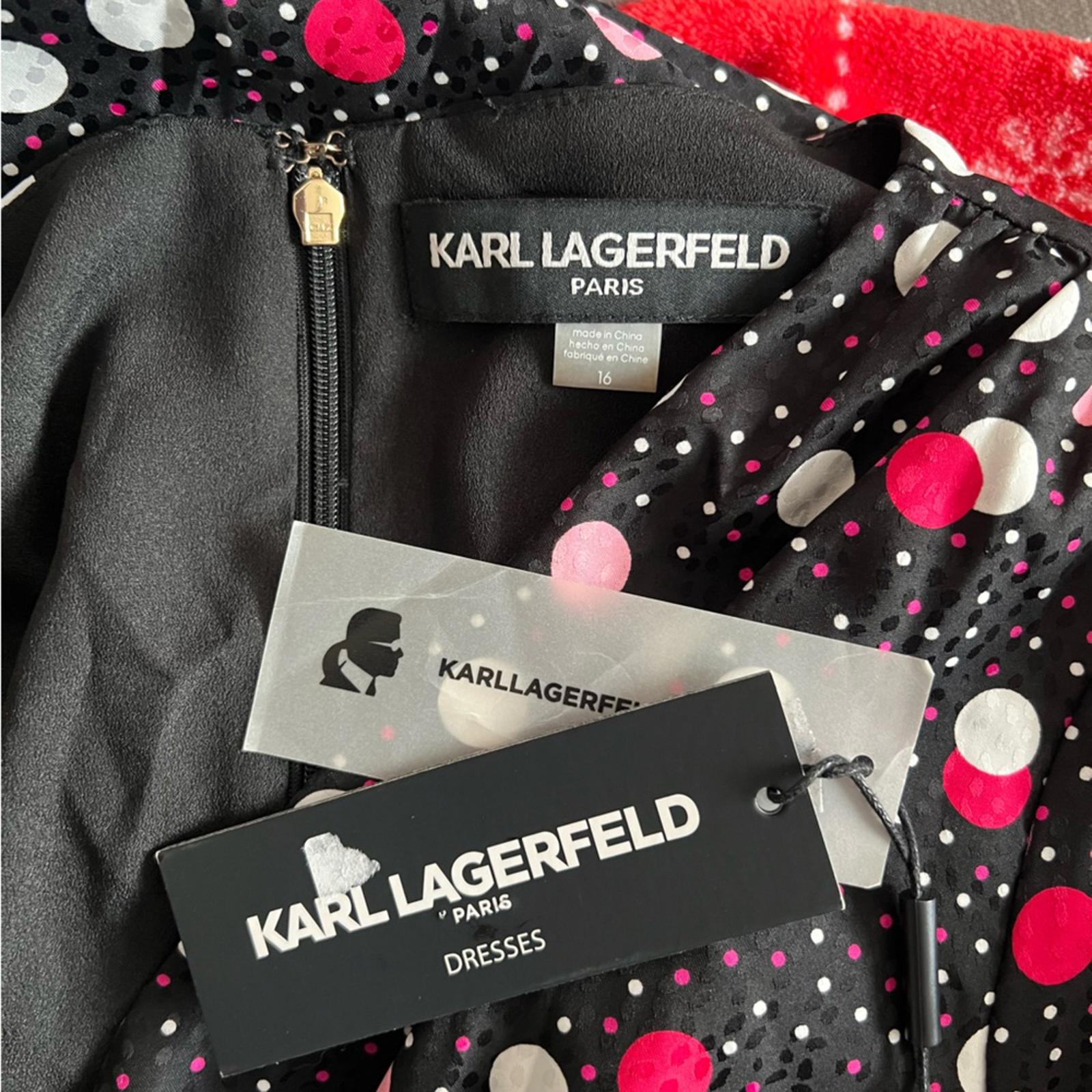Karl Lagerfeld Paris Jacquard Wrap Midi Dress w/Asymmetric Hem Size 16 New w/Tag
