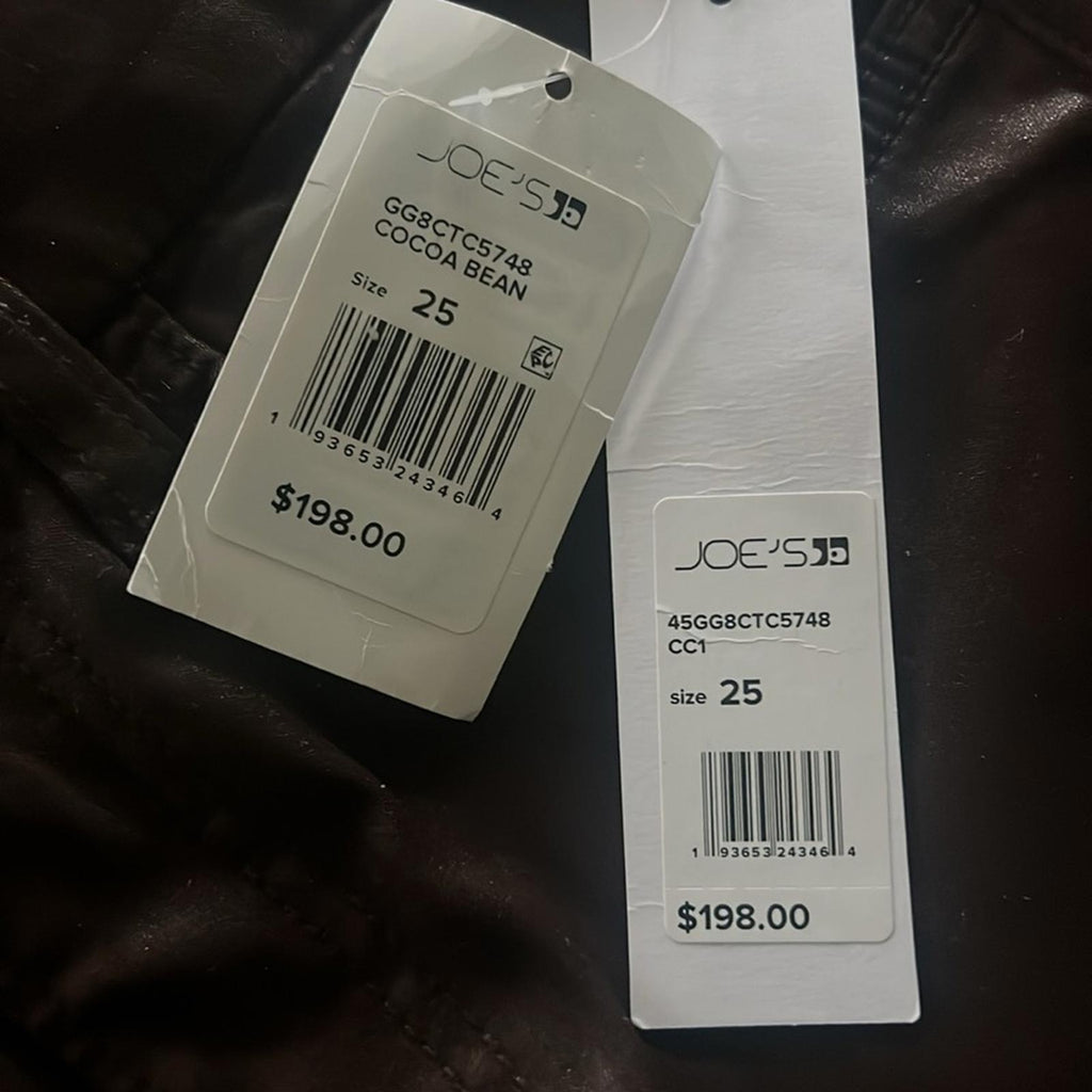Joe’s The Charlie Coated Ankle Skinny Jeans in Cocoa Bean, NWT, Size 25