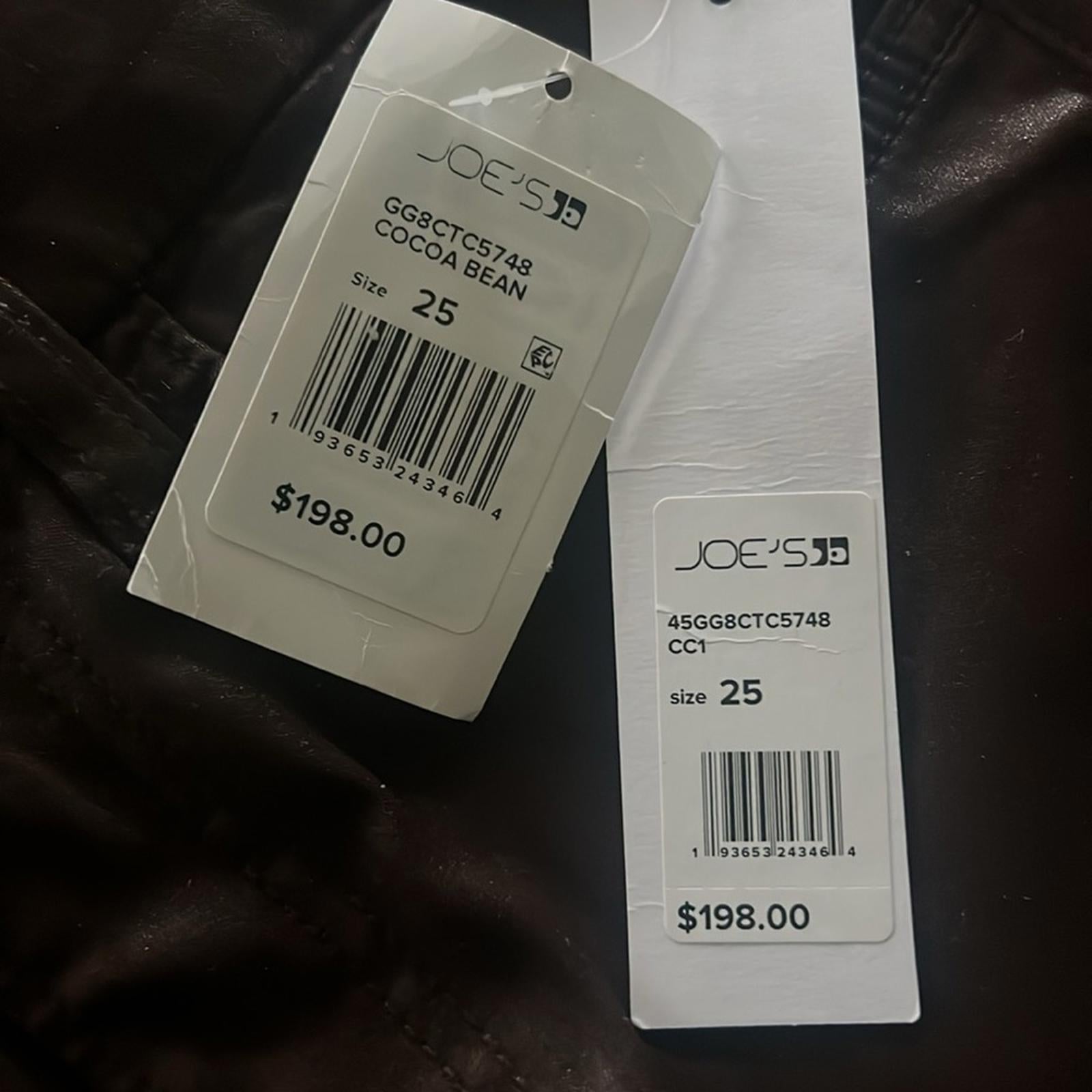 Joe’s The Charlie Coated Ankle Skinny Jeans in Cocoa Bean, NWT, Size 25