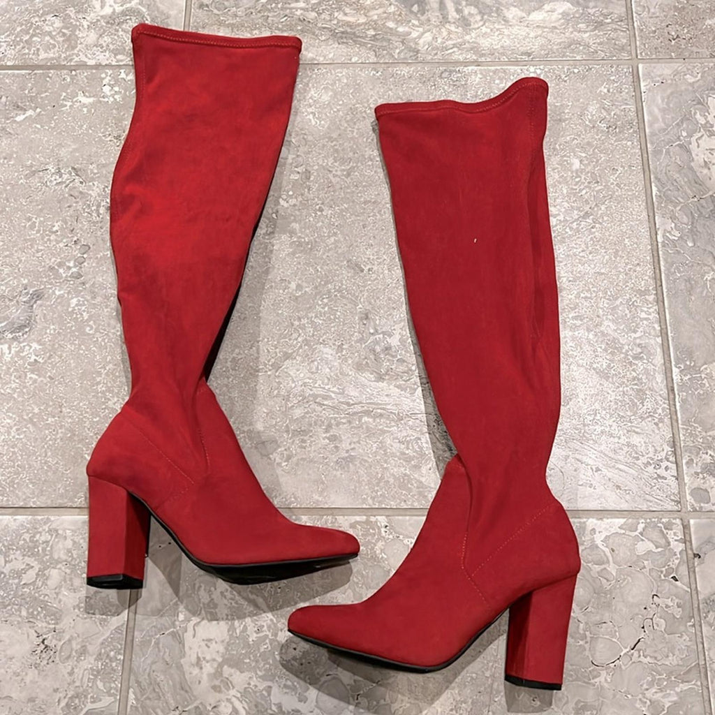 Wild Pair Brvye Knee-High Boots in Red, NWT, Size 6