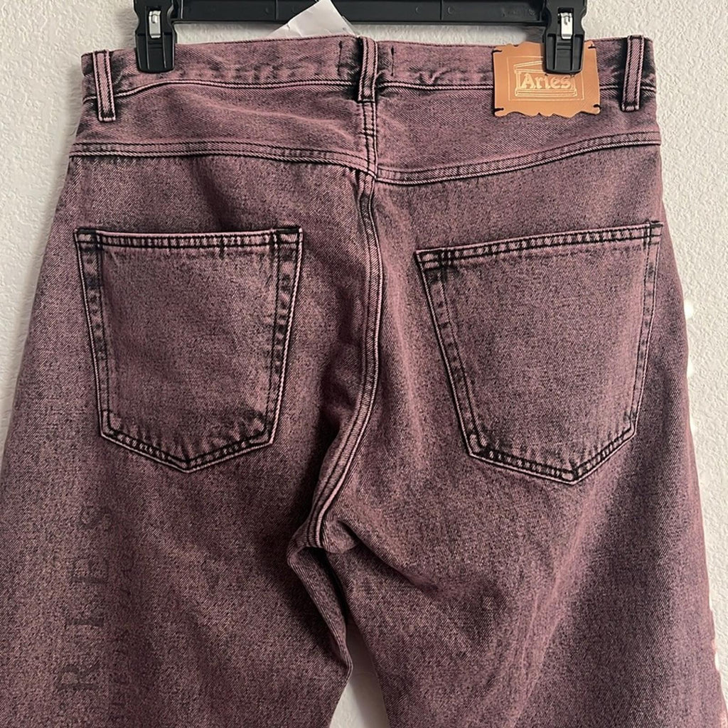 ARIES Acid Wash Batten Jeans in Rose-Pink, NEW, Size 32