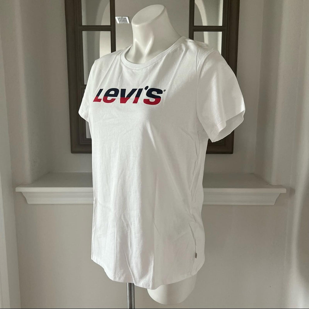 NWT Levi’s White Graphic Print T-Shirt Cotton Tee Size L New w/Tag