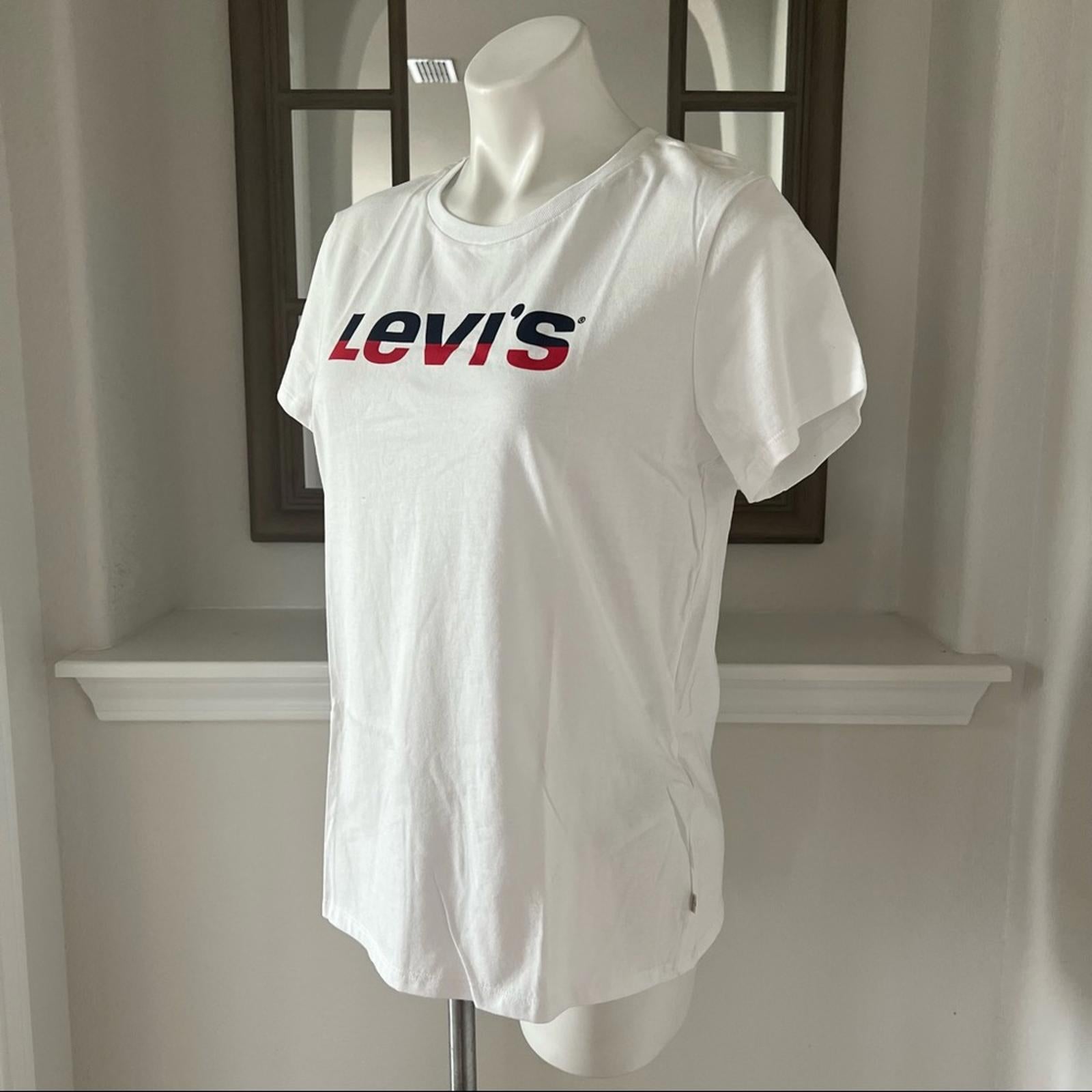 NWT Levi’s White Graphic Print T-Shirt Cotton Tee Size L New w/Tag