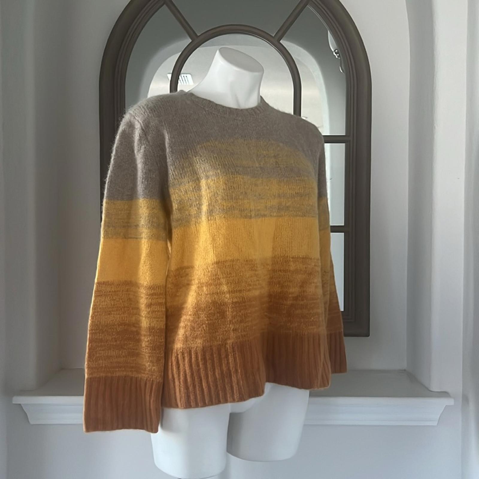 C by Bloomingdale's Cashmere Ombré Color Block Sweater, Yellow Size M NWT $228