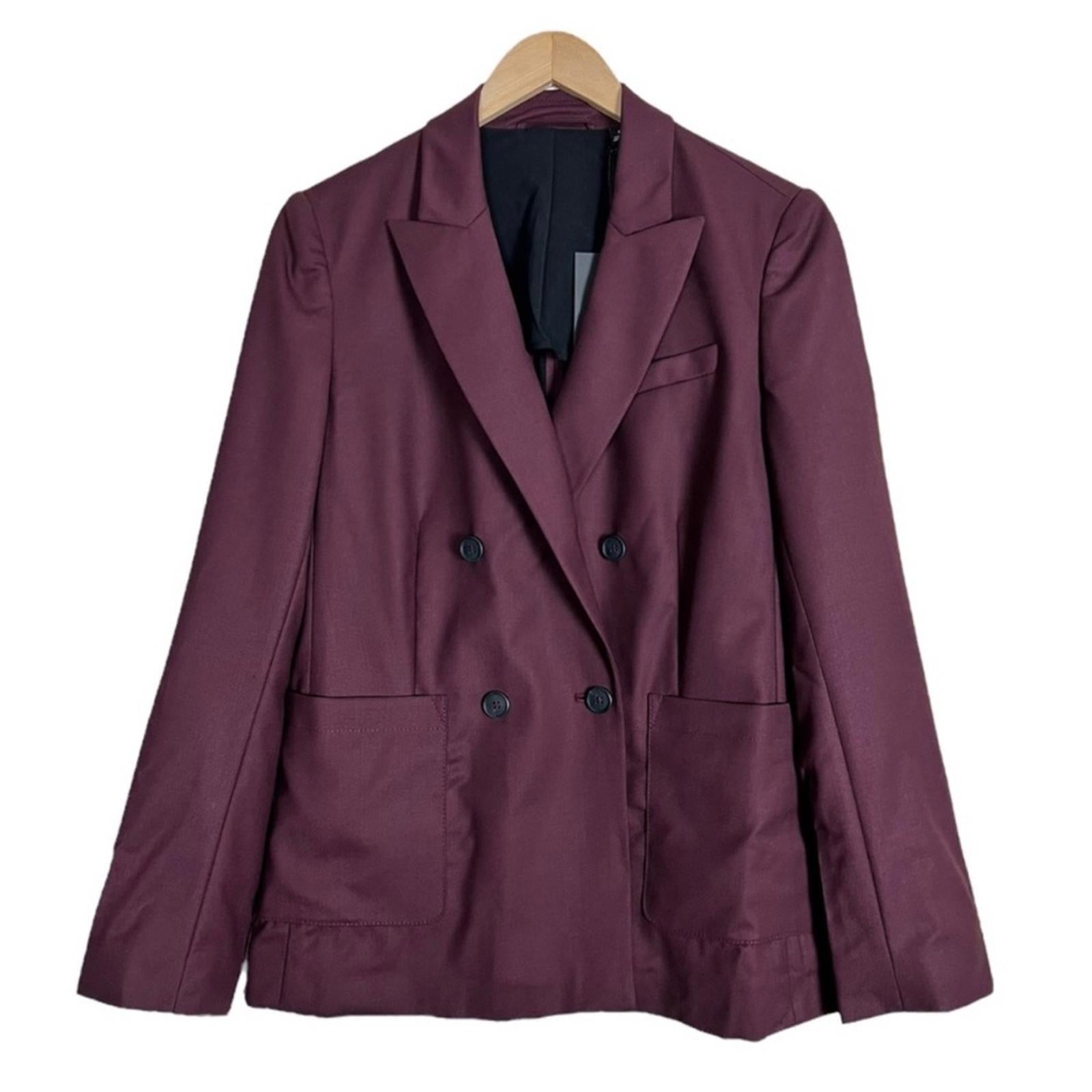 AWAY The Roundtrip Double-Breasted Blazer in Wine, Size 2X New w/Tag