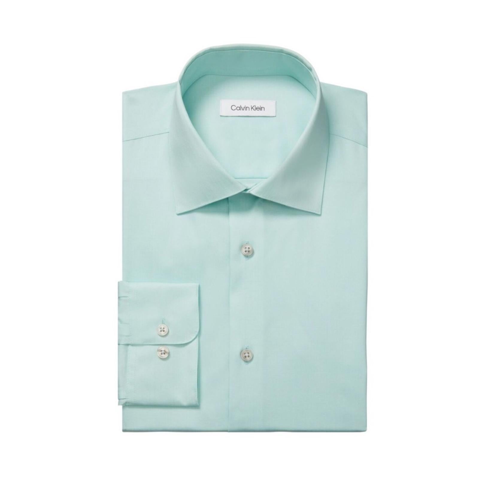 Calvin Klein Steel Slim-Fit Stain Shield Dress Shirt Green 15.5 (34/35) NEW