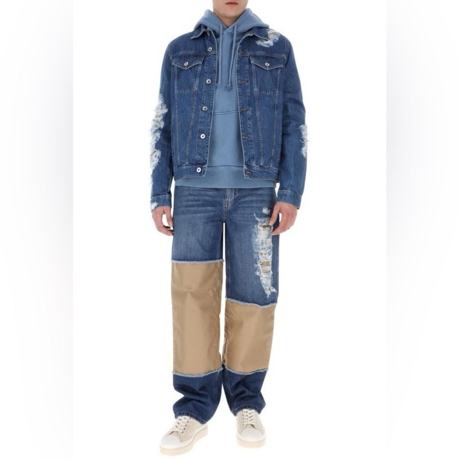 J.W. Anderson Distressed Denim Jacket in Light Blue, Size L New w/Tag 1,050