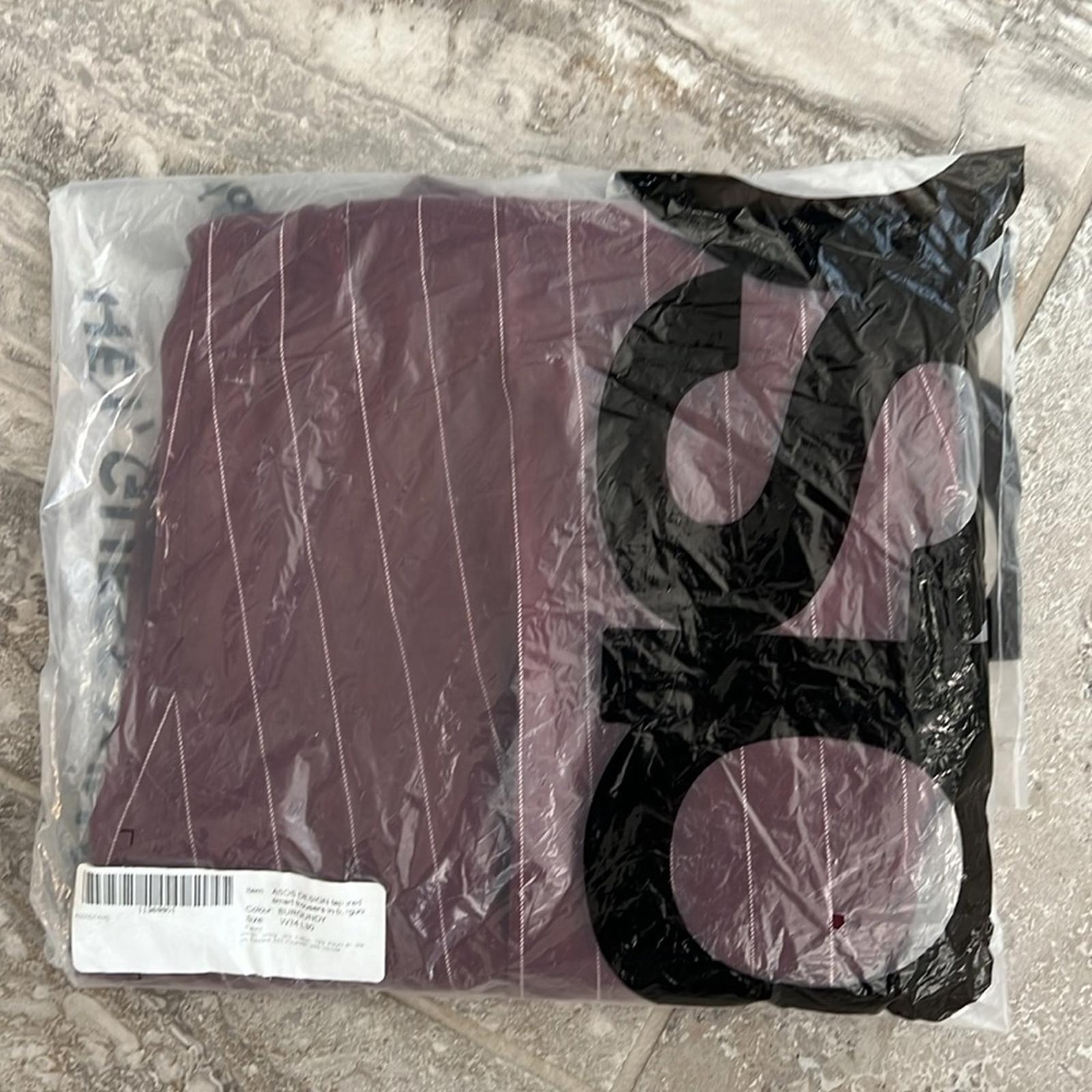ASOS Tapered Smart Pants, Burgundy Pin Stripe, Size W34 L30 New w/Tag SOLD OUT
