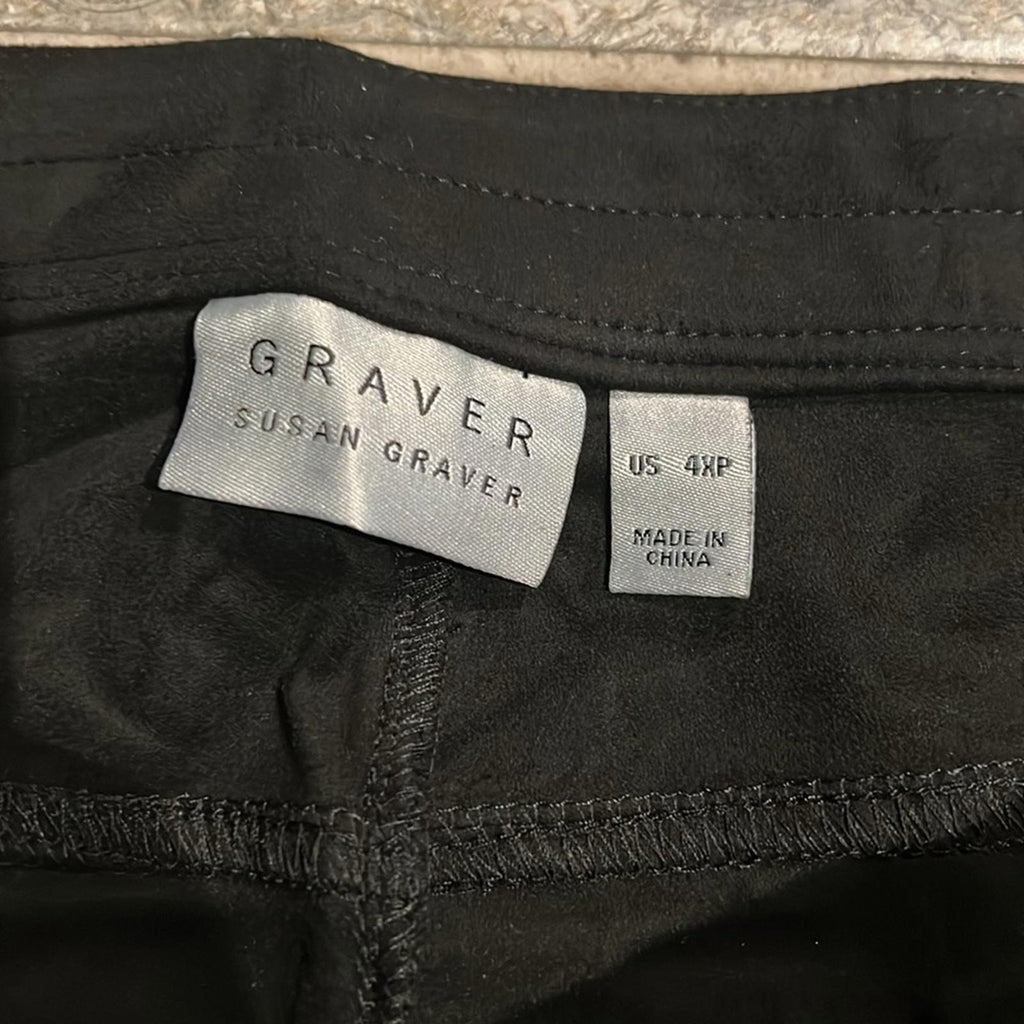 New Susan Graver Plus Size Pull-On Pants in Black, Petite 4X New in Packaging
