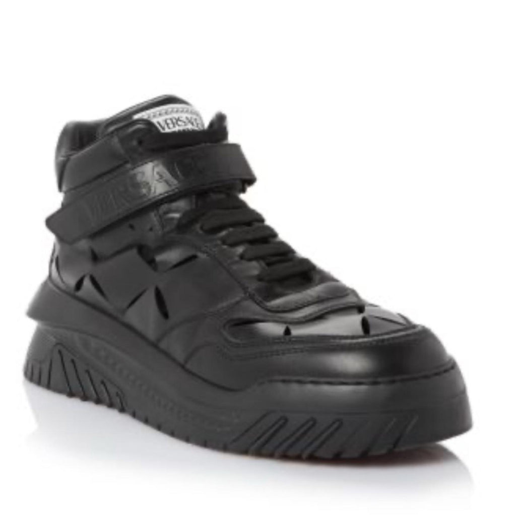 Versace Odissea Calf Leather High-Top Sneakers Black, Size 42 New in Box $1,175