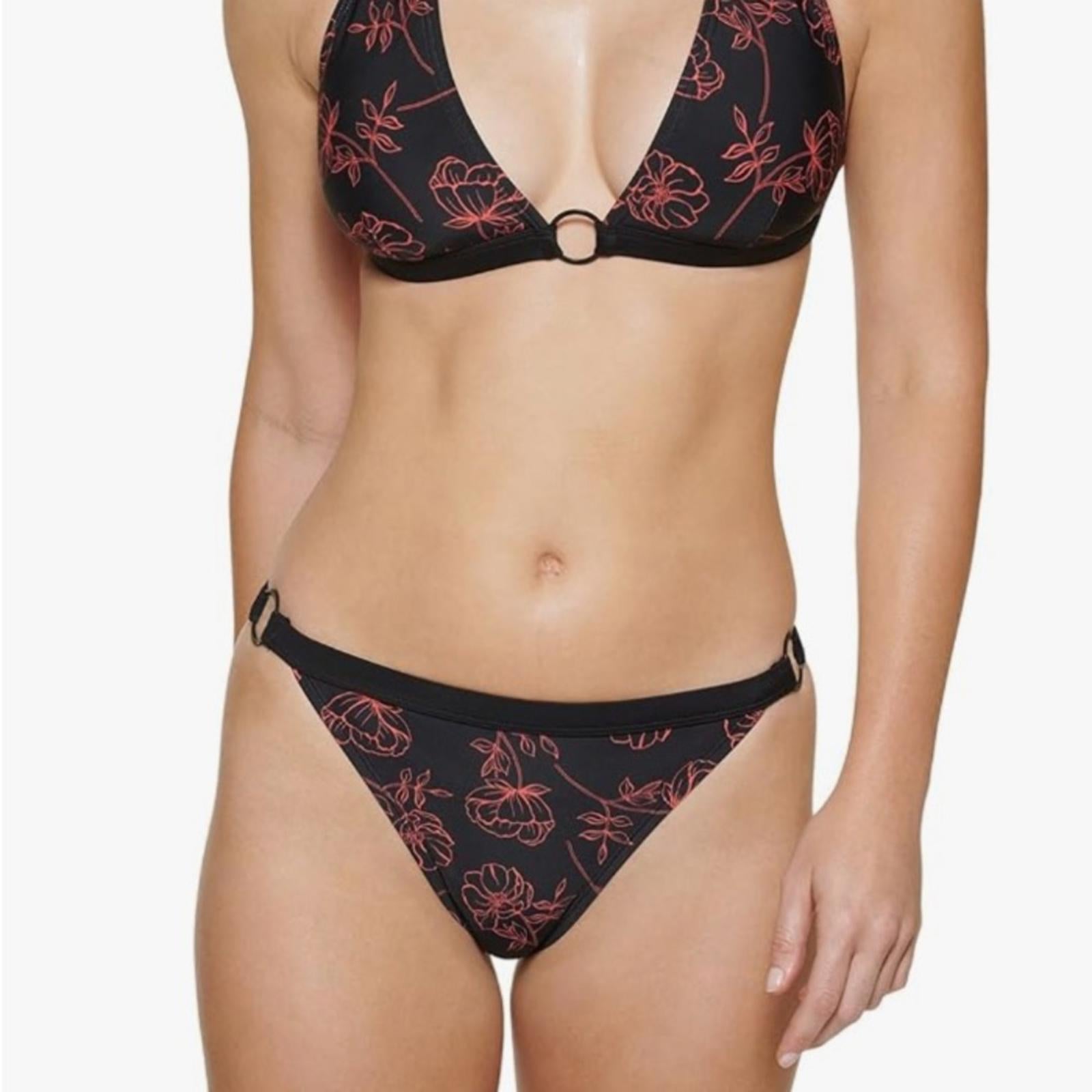 Calvin Klein Bikini Bottom, Floral Print Swim Separates Energy Multi, Size L NWT