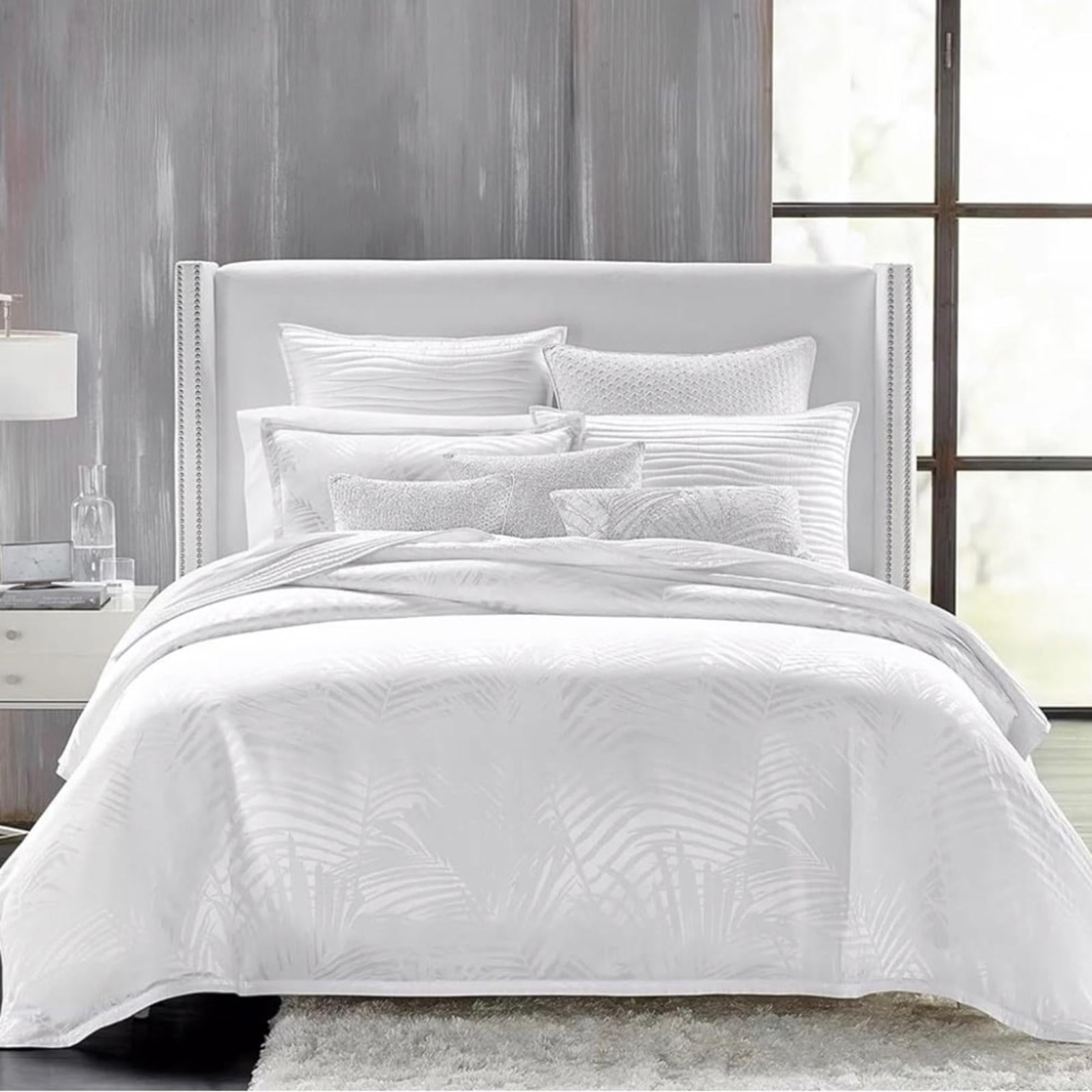 Hudson Park Palmetto Silk Blend Queen Duvet Cover + 2-Pillow Shams in White NWT