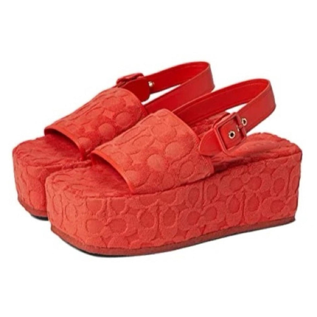 COACH Noelle Terry Cloth Sandal, Red Orange Size 11 Comes in Box - SOLD OUT!