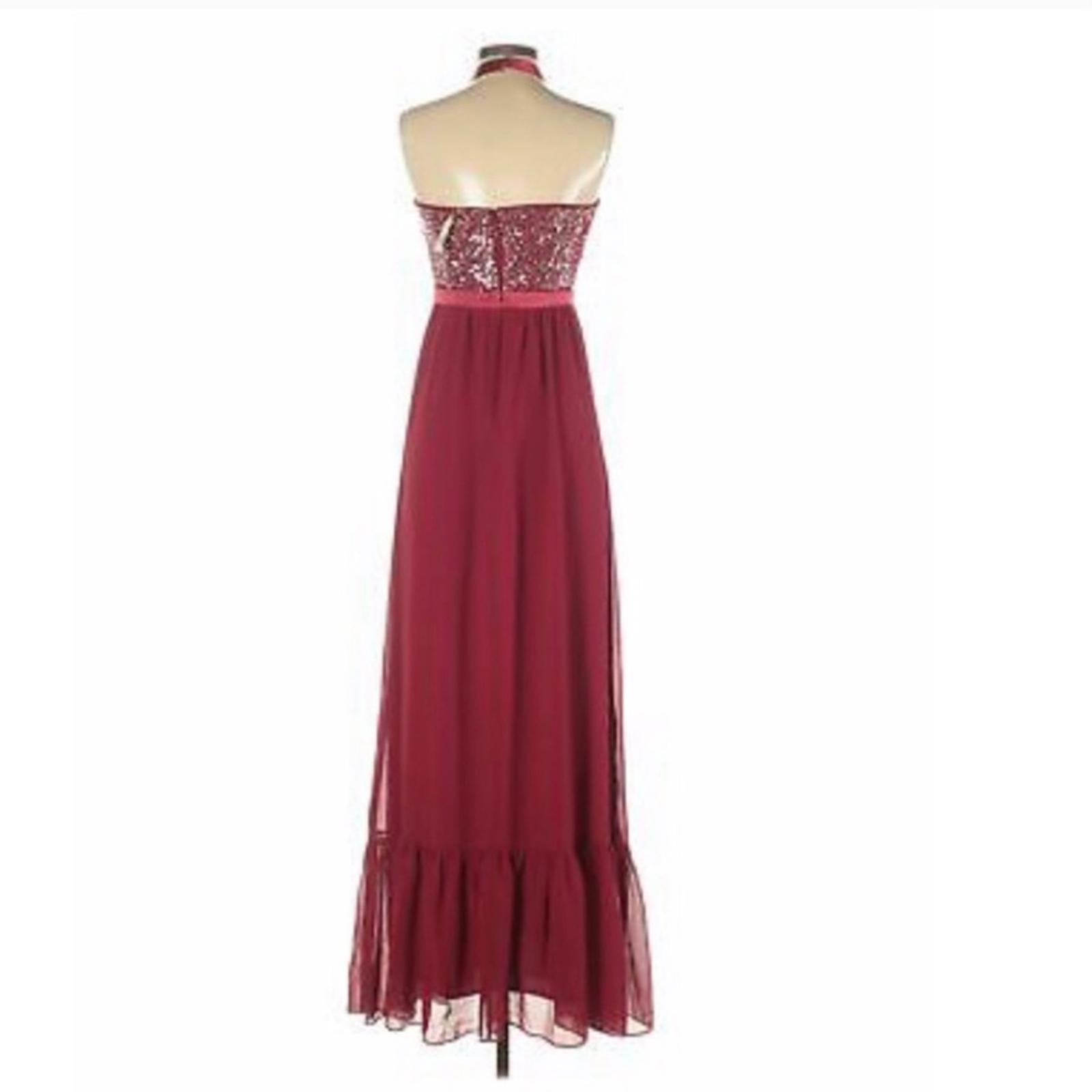 Altar’d State Tiered Halter Maxi Dress with Sequin Detail Ruby Red, NWT, Size L