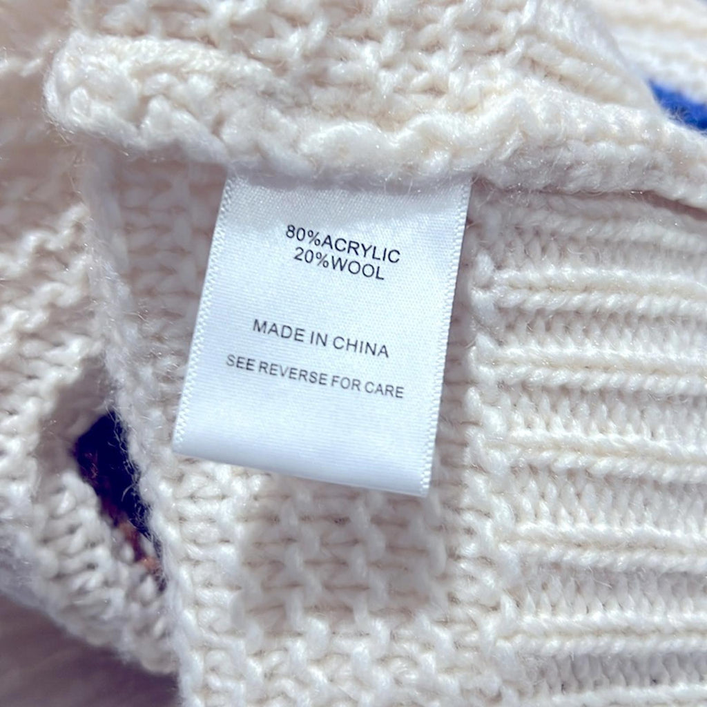 Lucy Paris Dominic Striped Crewneck Sweater in Cream/Brown/Blue Size XS NEW wTag