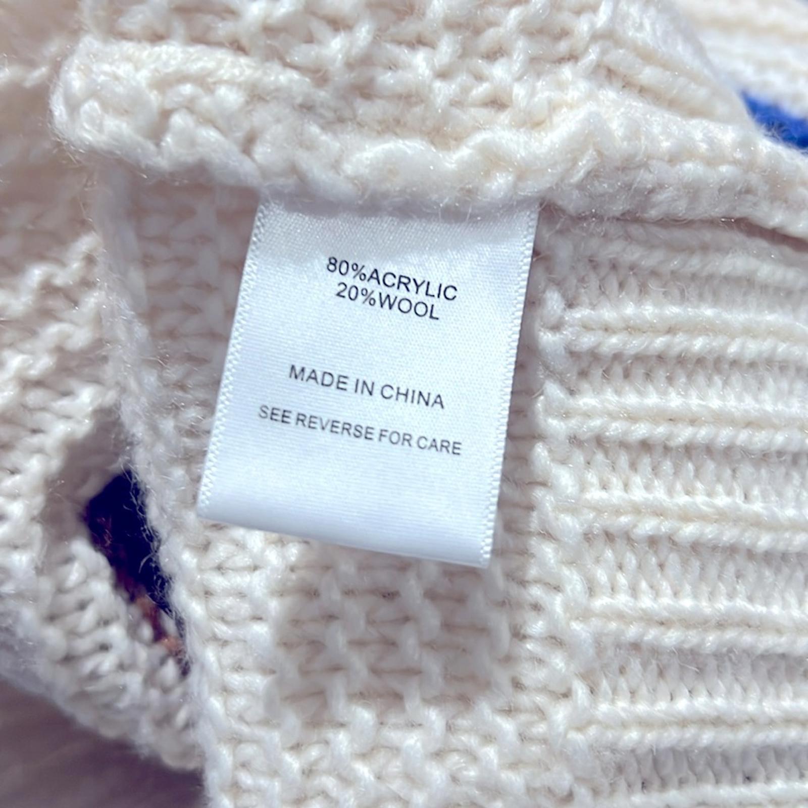 Lucy Paris Dominic Striped Crewneck Sweater in Cream/Brown/Blue Size XS NEW wTag