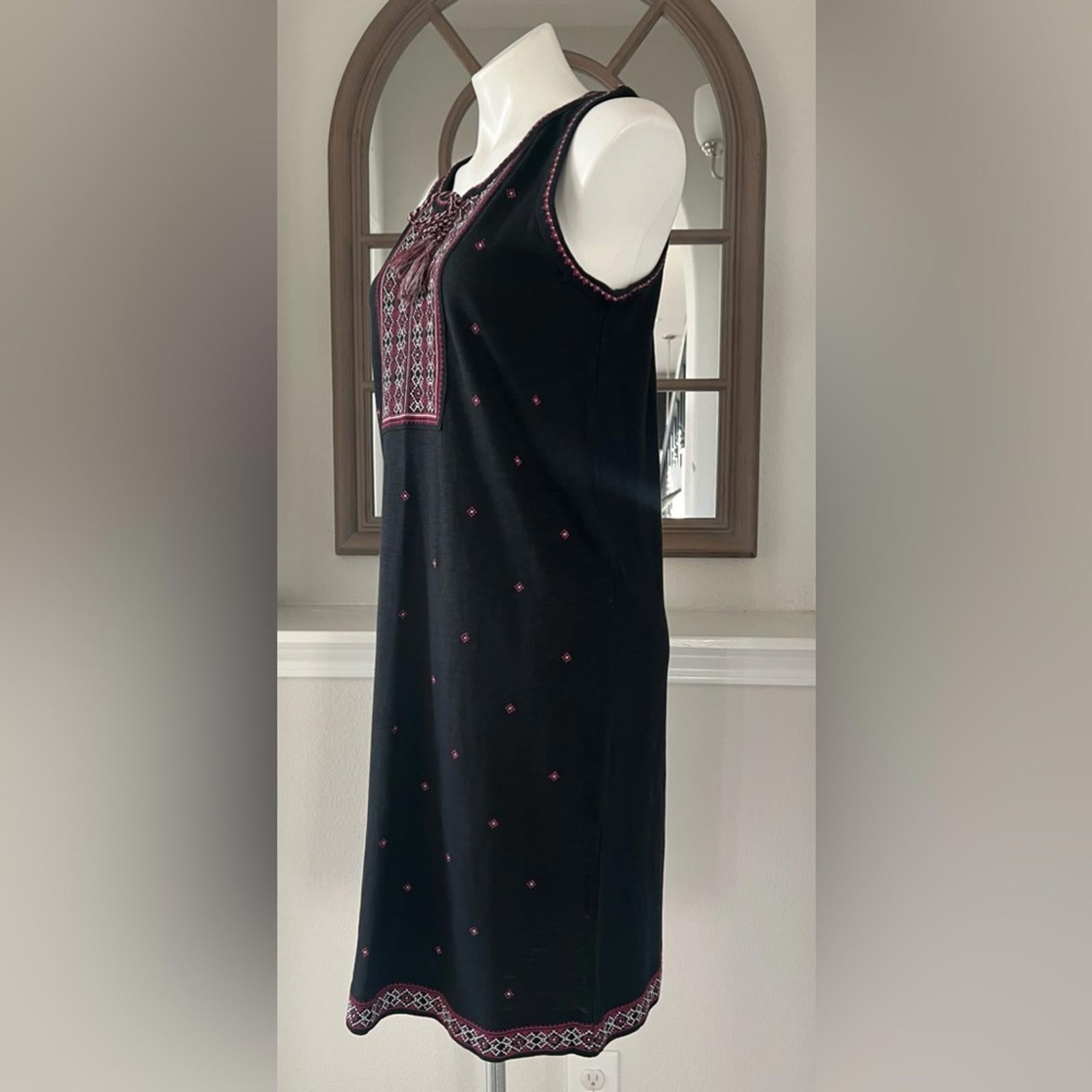 NEW J.Jill Embroidered Sleeveless Knit Dress, Black Size S Retail $129