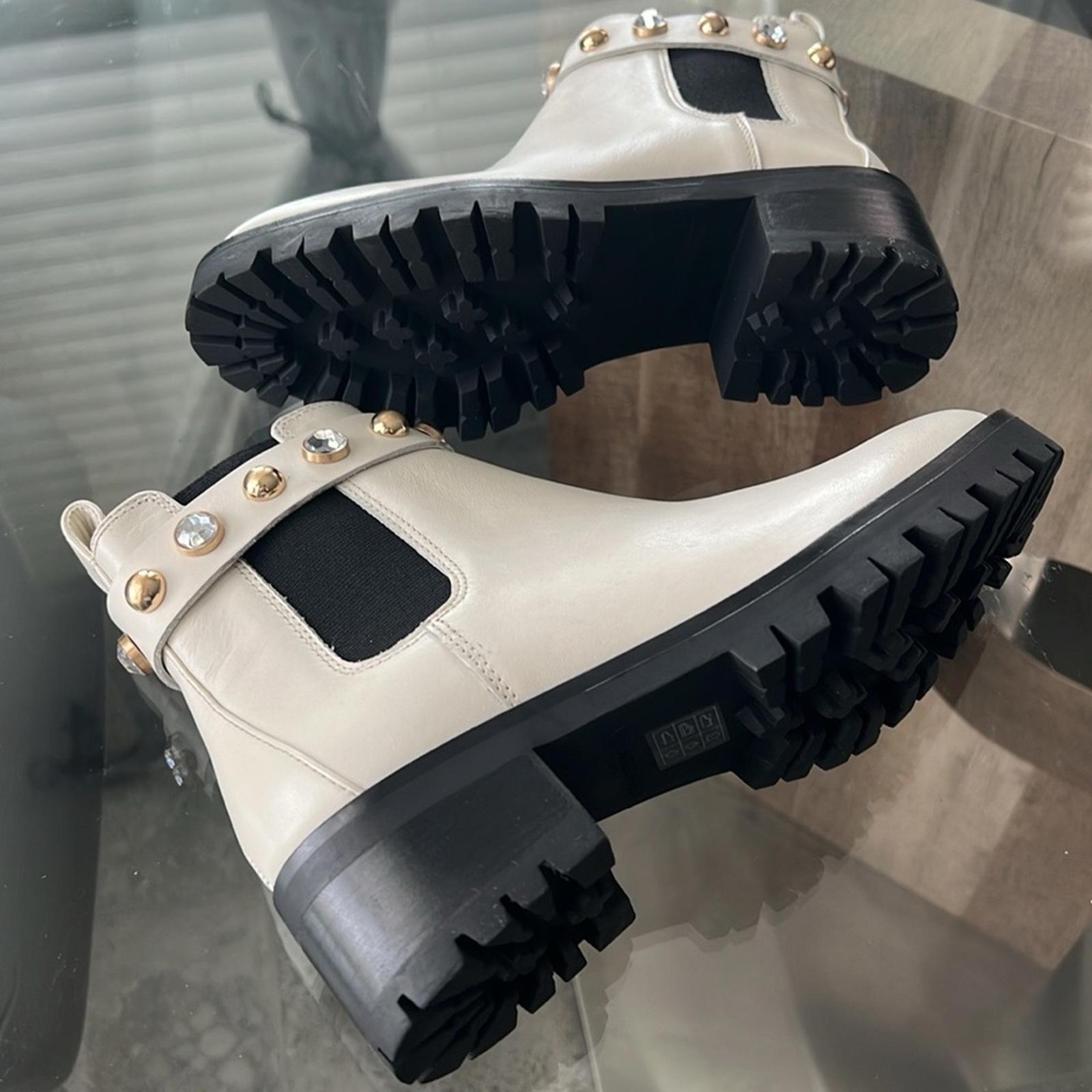 Karl Lagerfeld Paris Porshay Lug Sole Boots in Bone/White, Size 36 New w/o Box