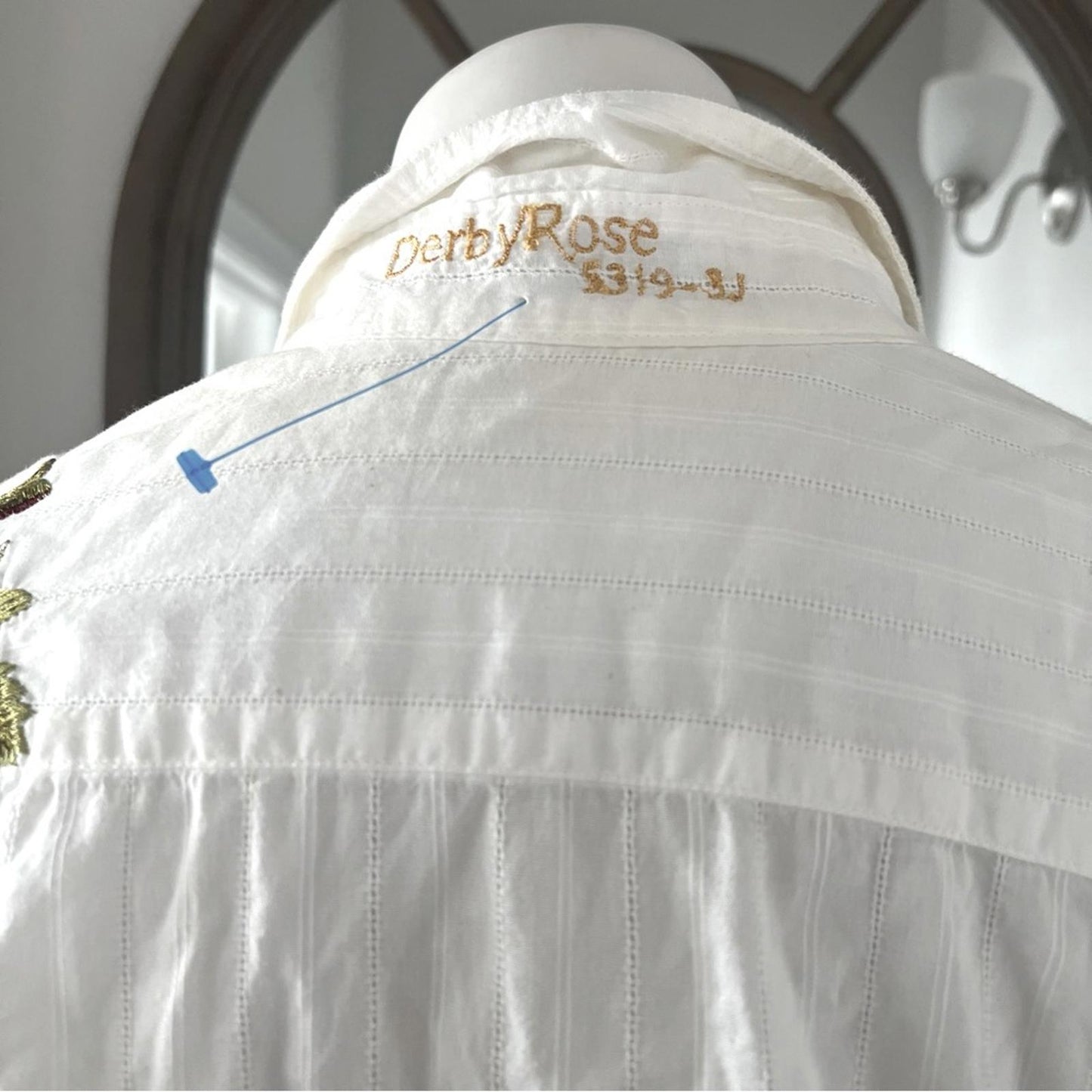 3J by Johnny Was Button Front Shirtdress with Floral Embroidery, White Size L