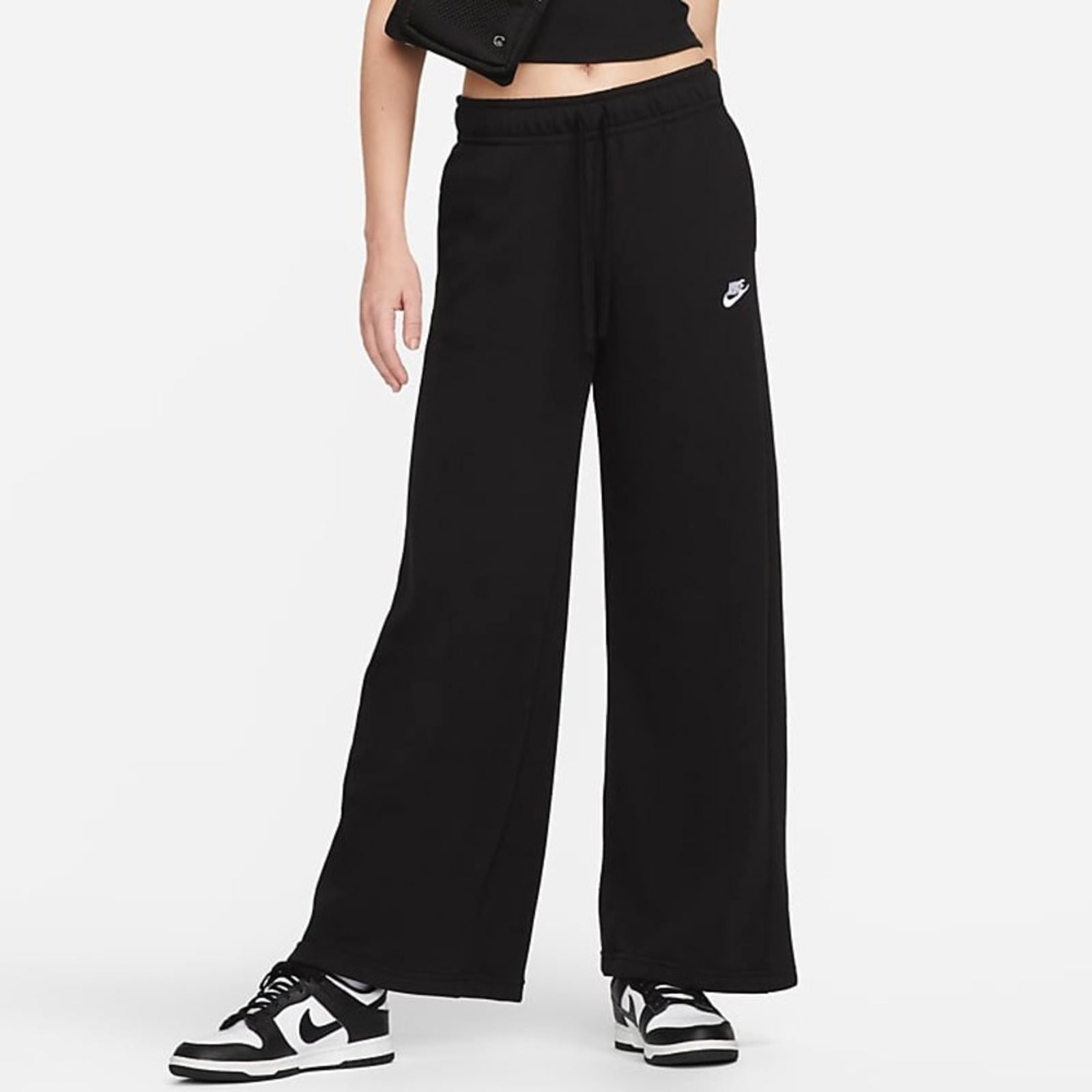 Nike Sportswear Club Fleece Mid-Rise Wide-Leg Sweatpants in Black, Size 1X, NEW