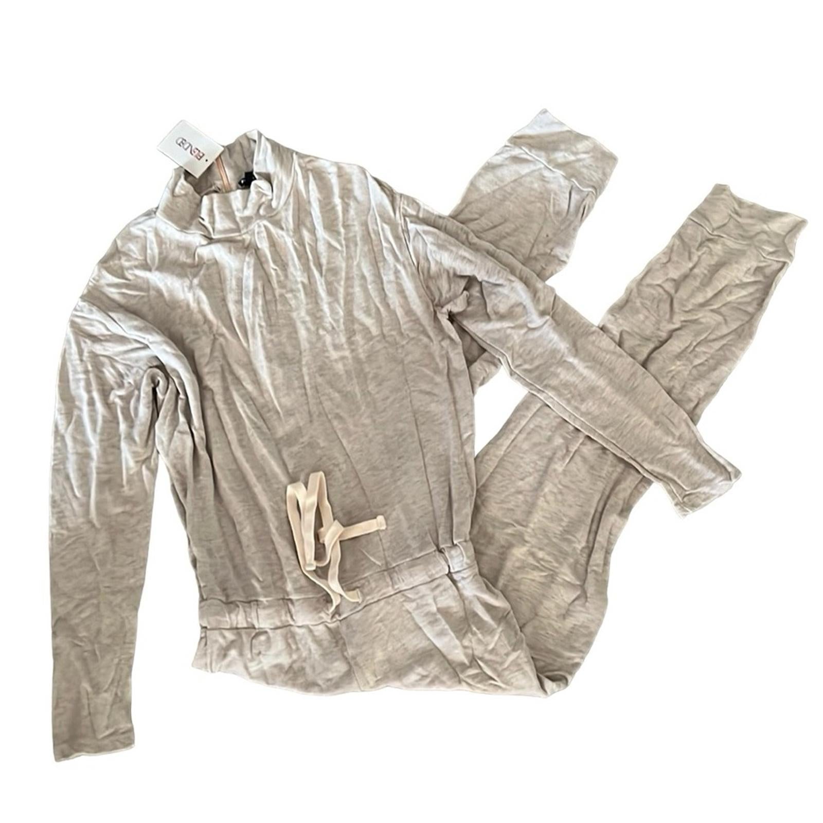 MONROW Beige Supersoft Cowl Cuff Jumpsuit, Size M New w/Tag $198