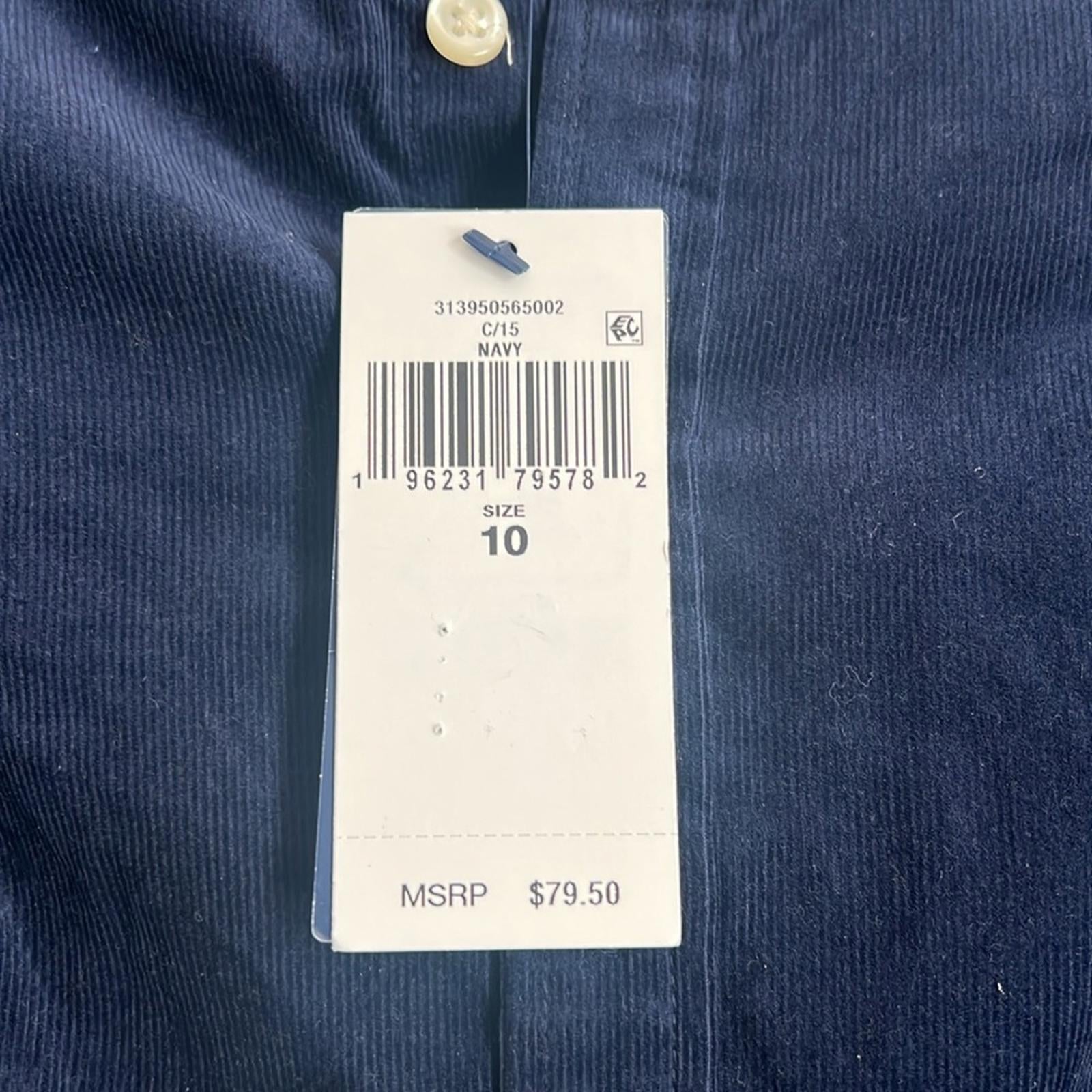 Polo Ralph Lauren Belted Pleated Corduroy Shirtdress in Navy, NWT, Size 10
