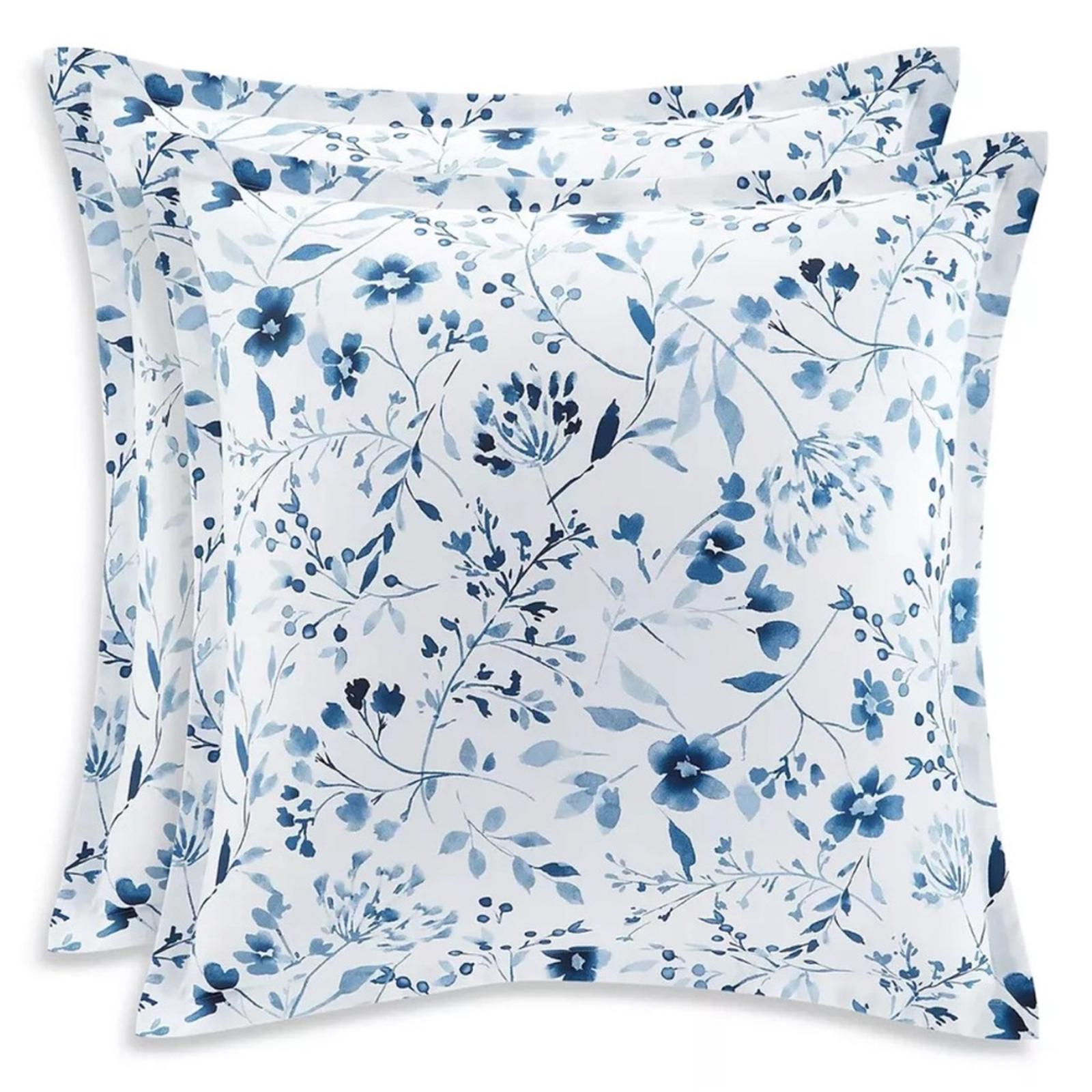 2 SKY Gracie Euro Shams in White & Blue, New in Box $160