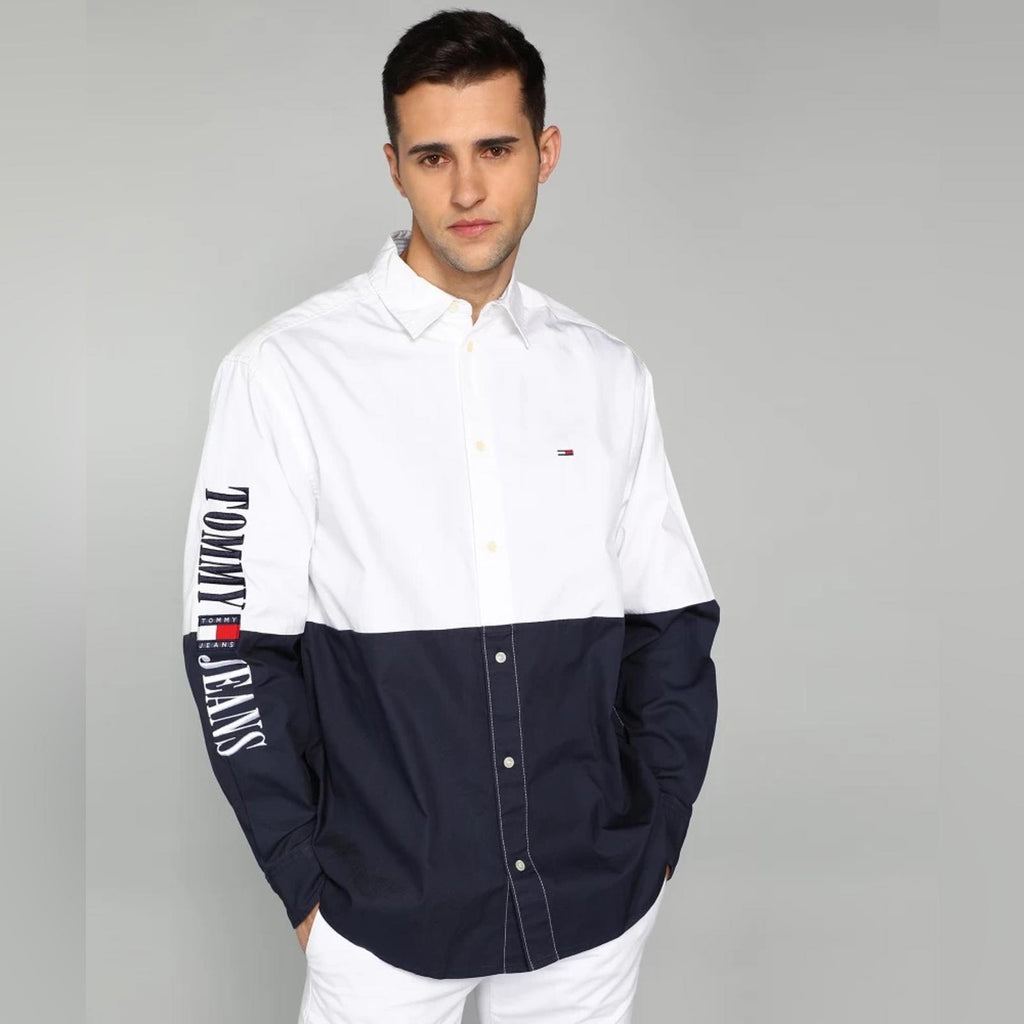 Tommy Hilfiger Adaptive Archive Color-Blocked Relaxed Shirt, White Size S NWT