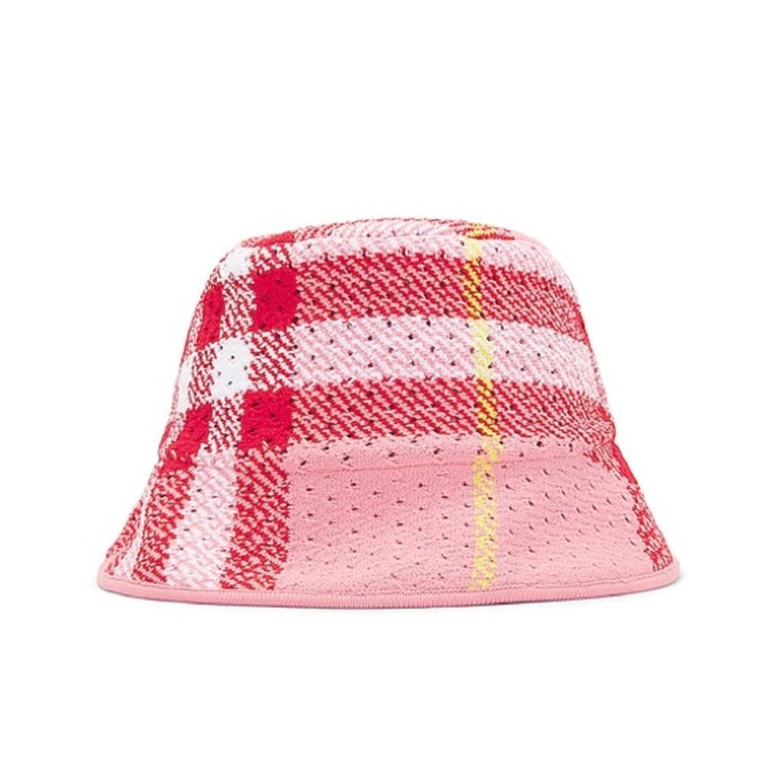 NEW Burberry Knitted Check Bucket Hat, Pink IP Check, Size L, New with Tag $890