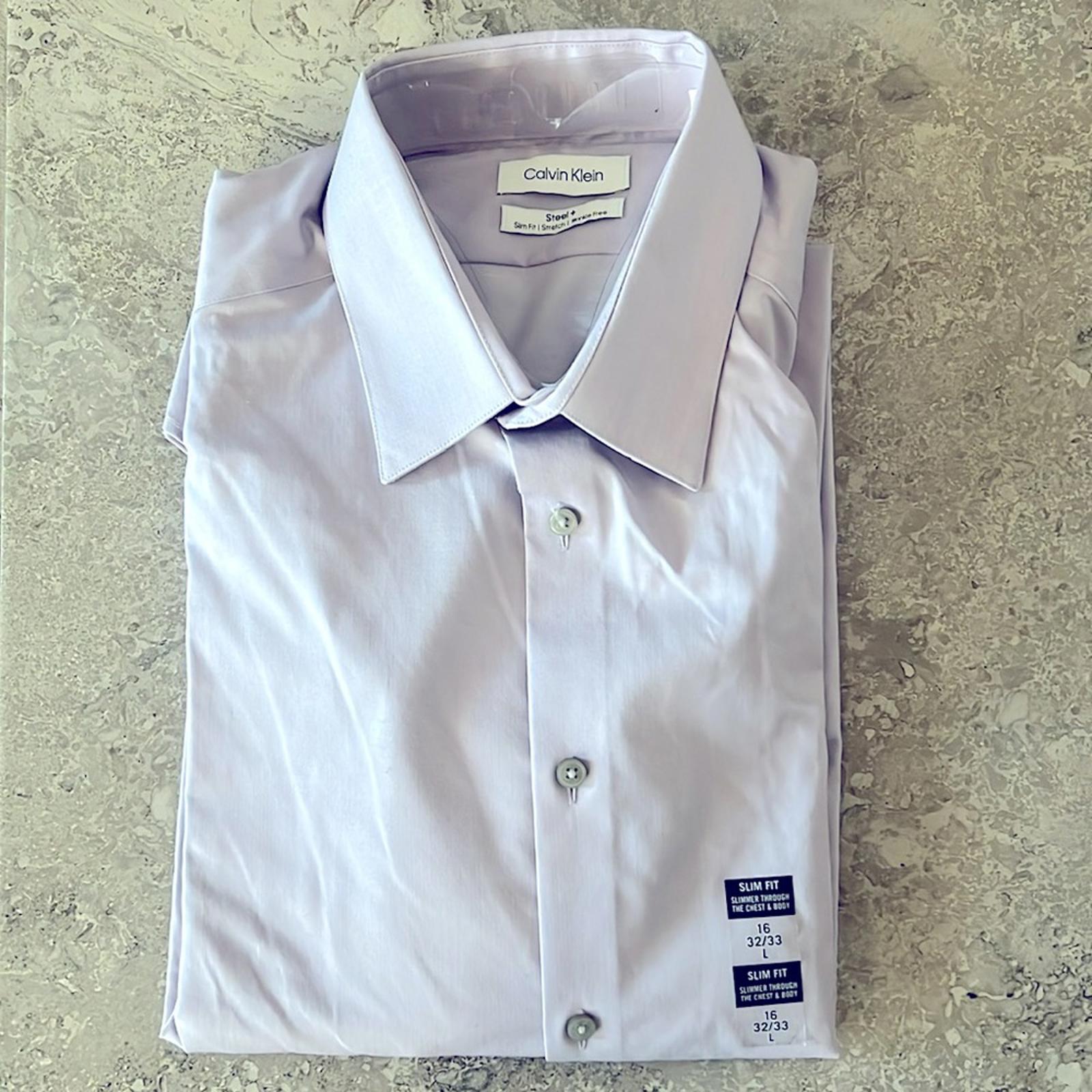 Calvin Klein Steel Slim-Fit Non-Iron Stain Shield Dress Shirt Size 16(32/33) NWT