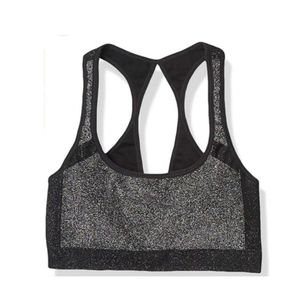 Soul Cycle Racerback w/Keyhole Sports Bra, Metallic Black Grey (Excellent)