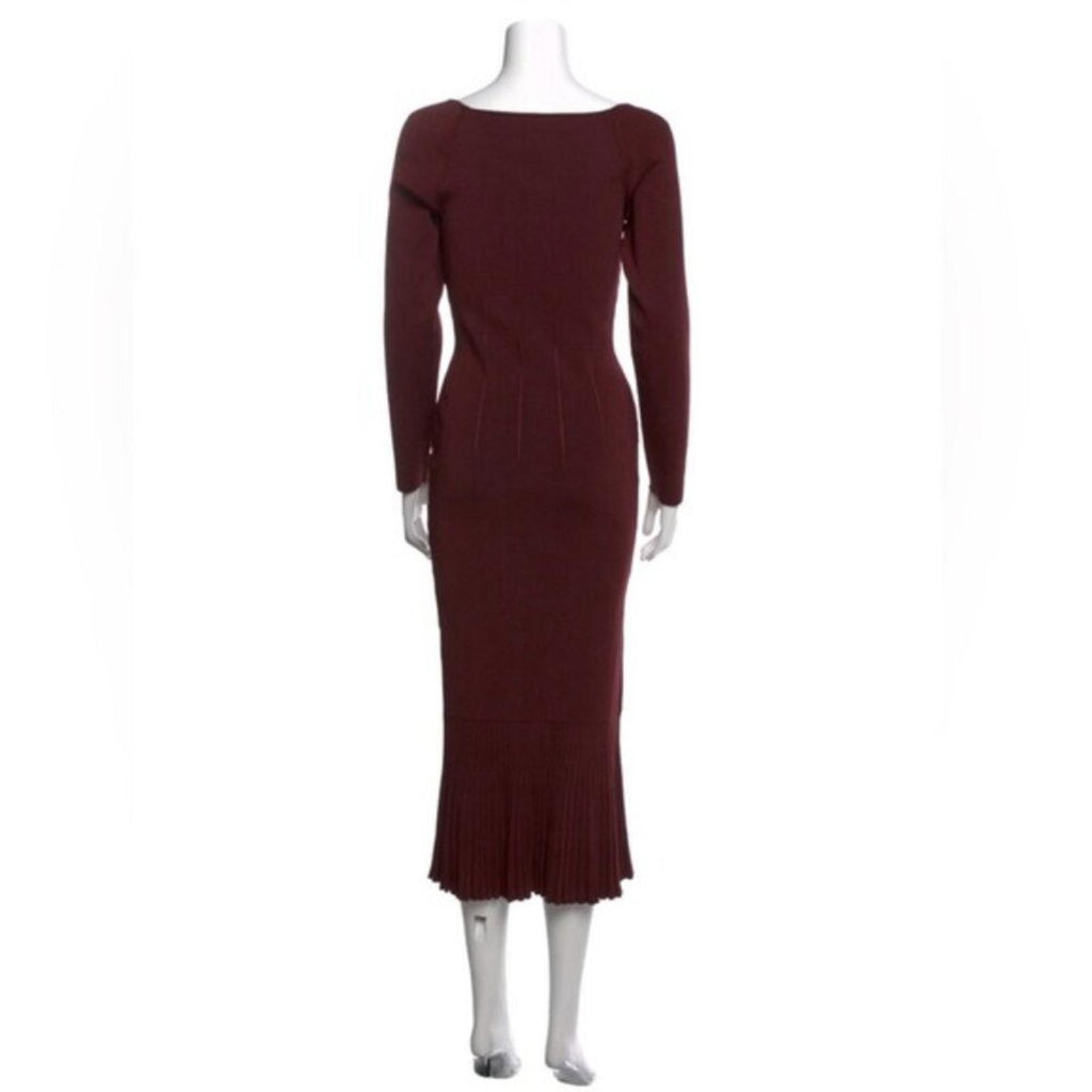 Galvan London BURGUNDY Atalanta Midi Dress, Size S New w/Tag Retail $950
