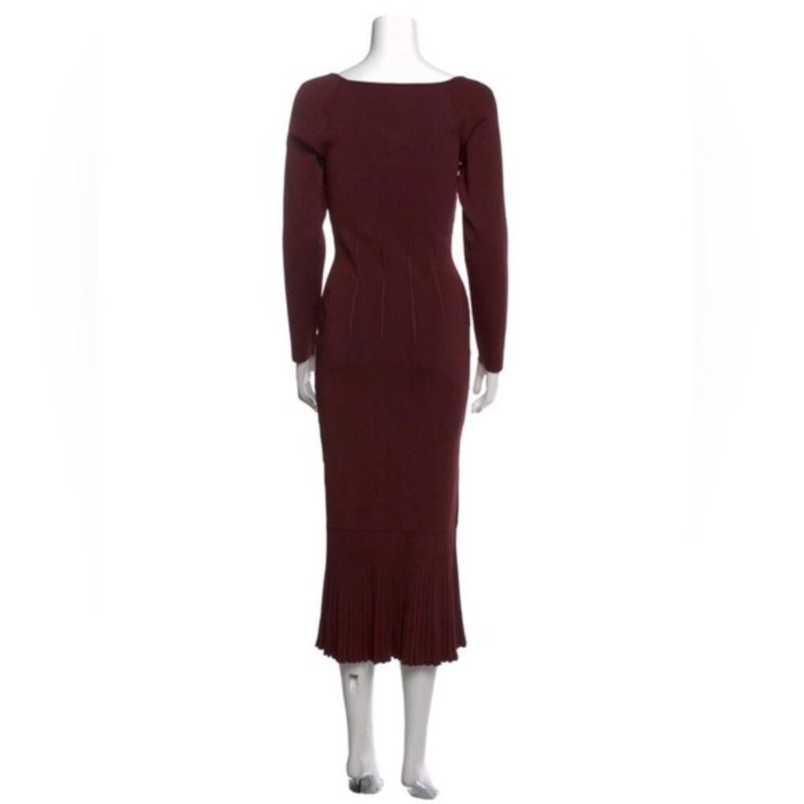 Galvan London BURGUNDY Atalanta Midi Dress, Size S New w/Tag Retail $950