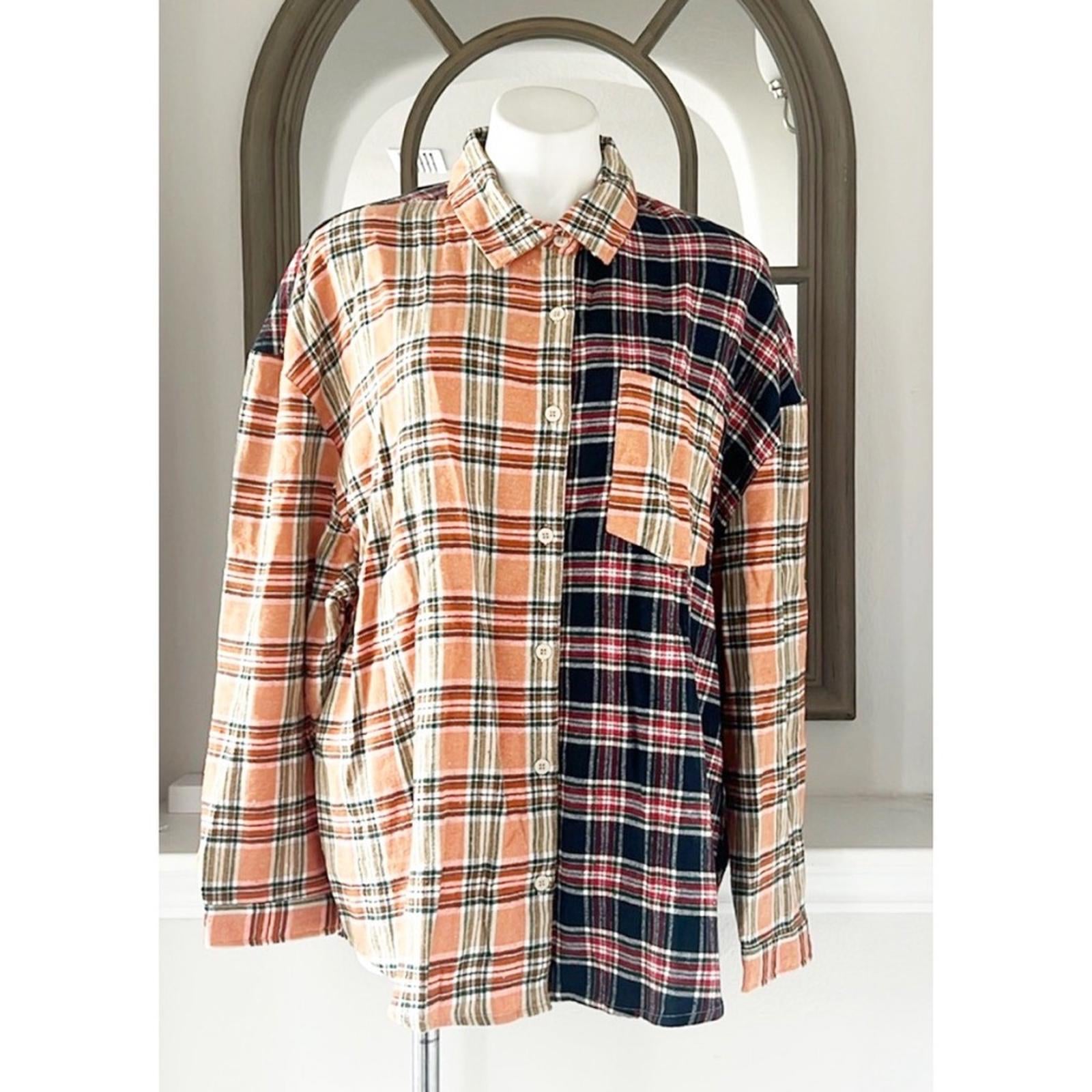 New Look Plaid Button Front Shirt, Size 2X New w/Tag