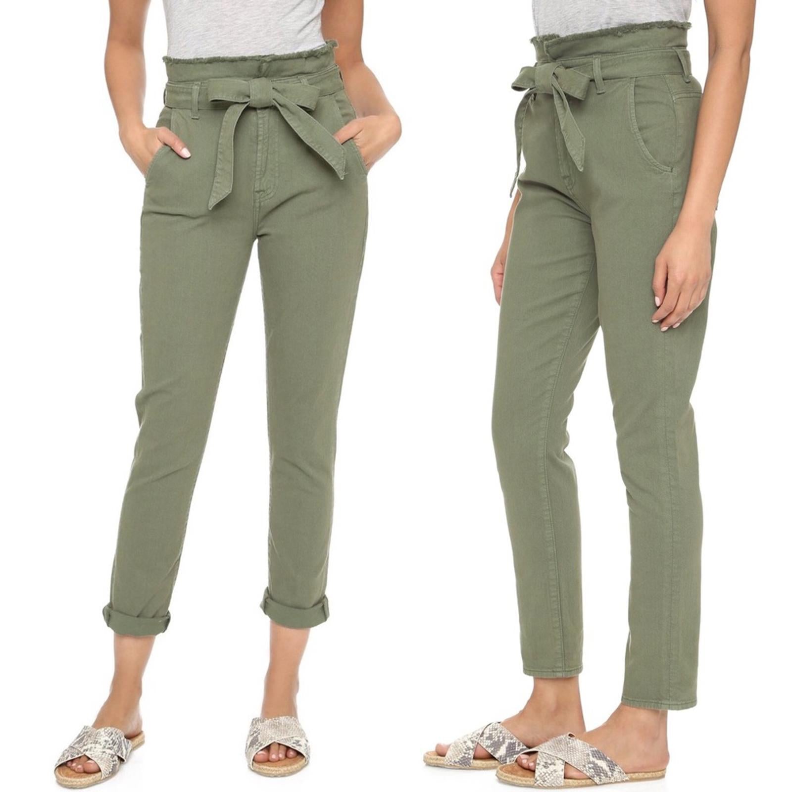 7 For All Mankind Paper Bag Waist Green Jean, Size M, NEW