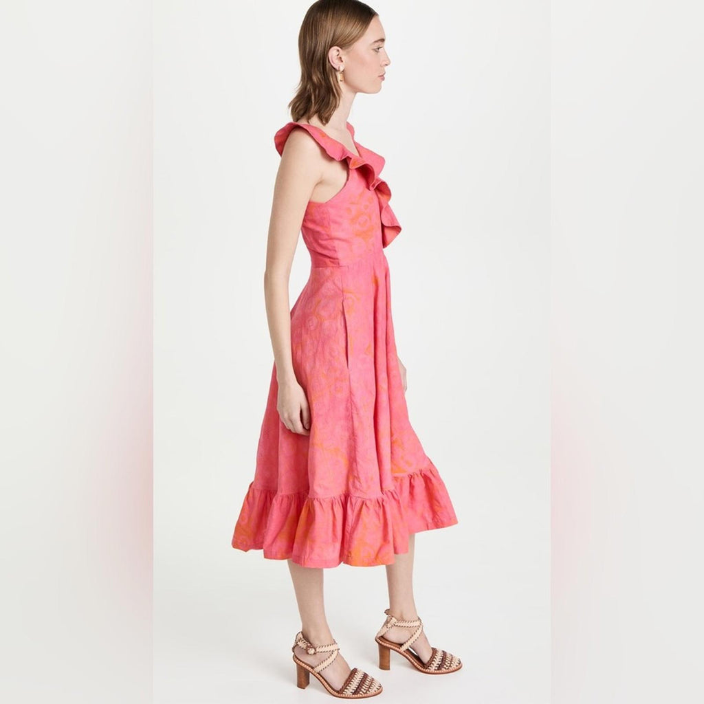 Sika V-Neck Cybil Tiered Fit & Flare Dress, Pink Size 6 Retail $295 EXCELLENT!