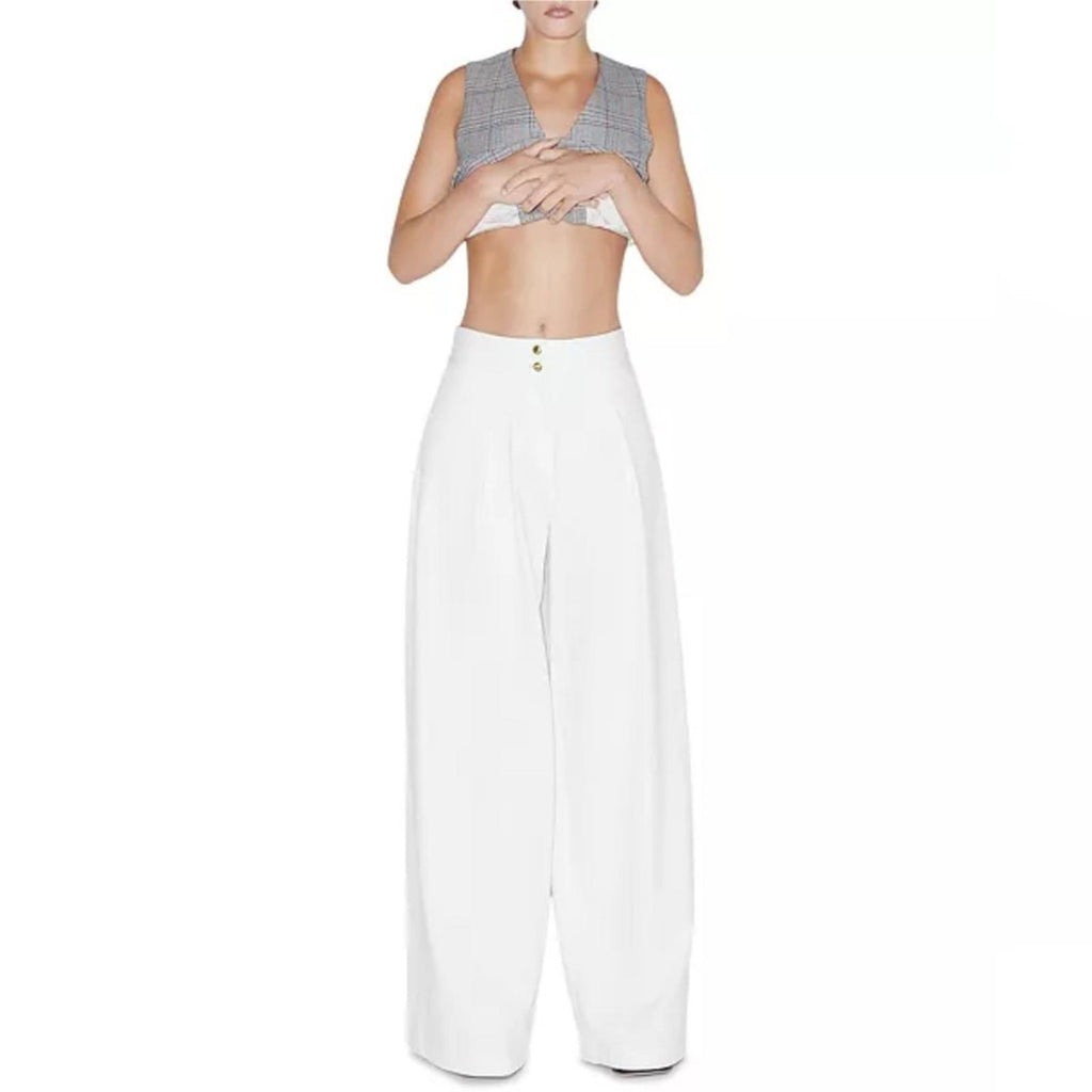 Rosetta Getty Pleat Front Wide Leg Pants in White, Size 4, NWT Retail $995