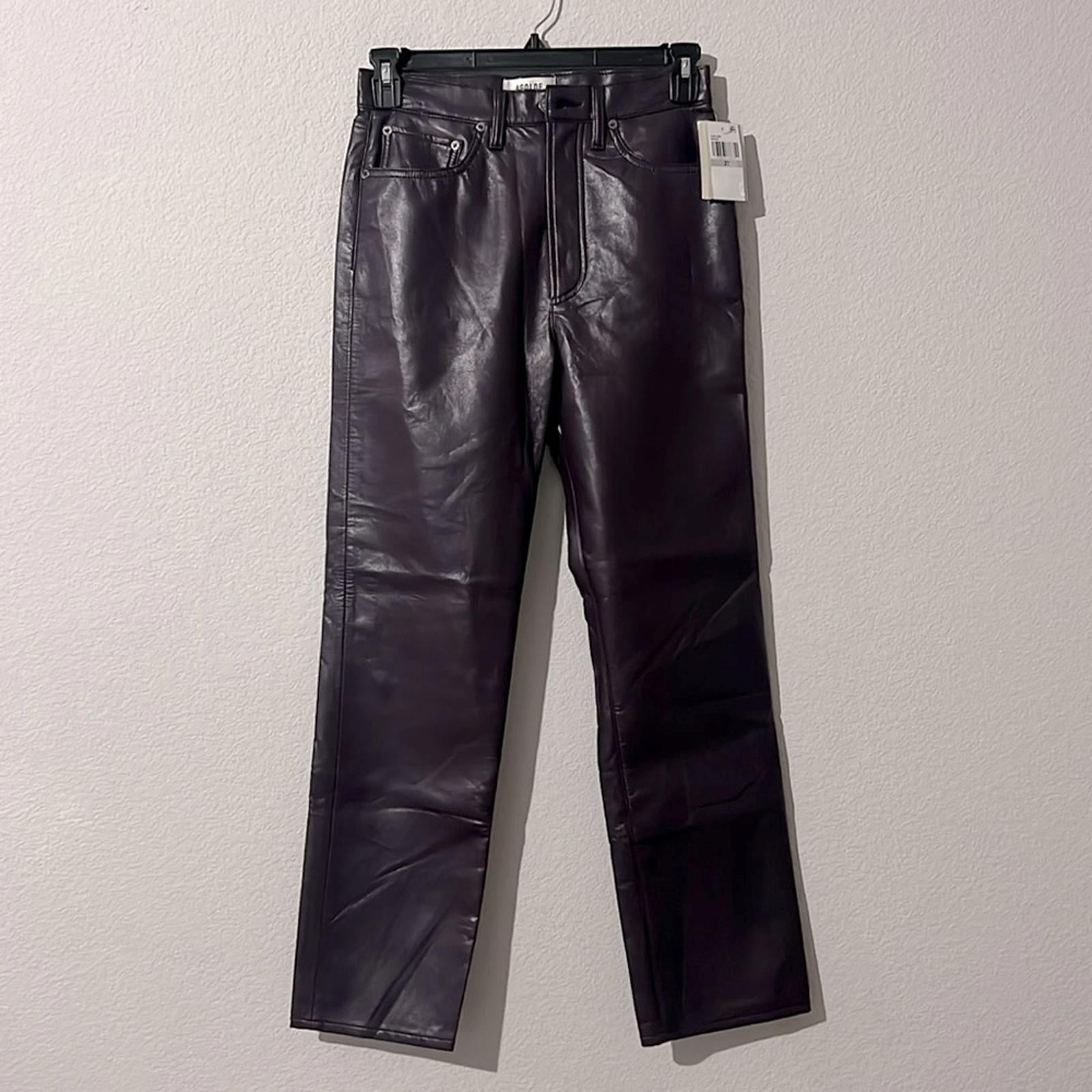 Agolde 90s Pinch Waist High Rise Straight Recycled Leather Jeans, NWT, Size 27