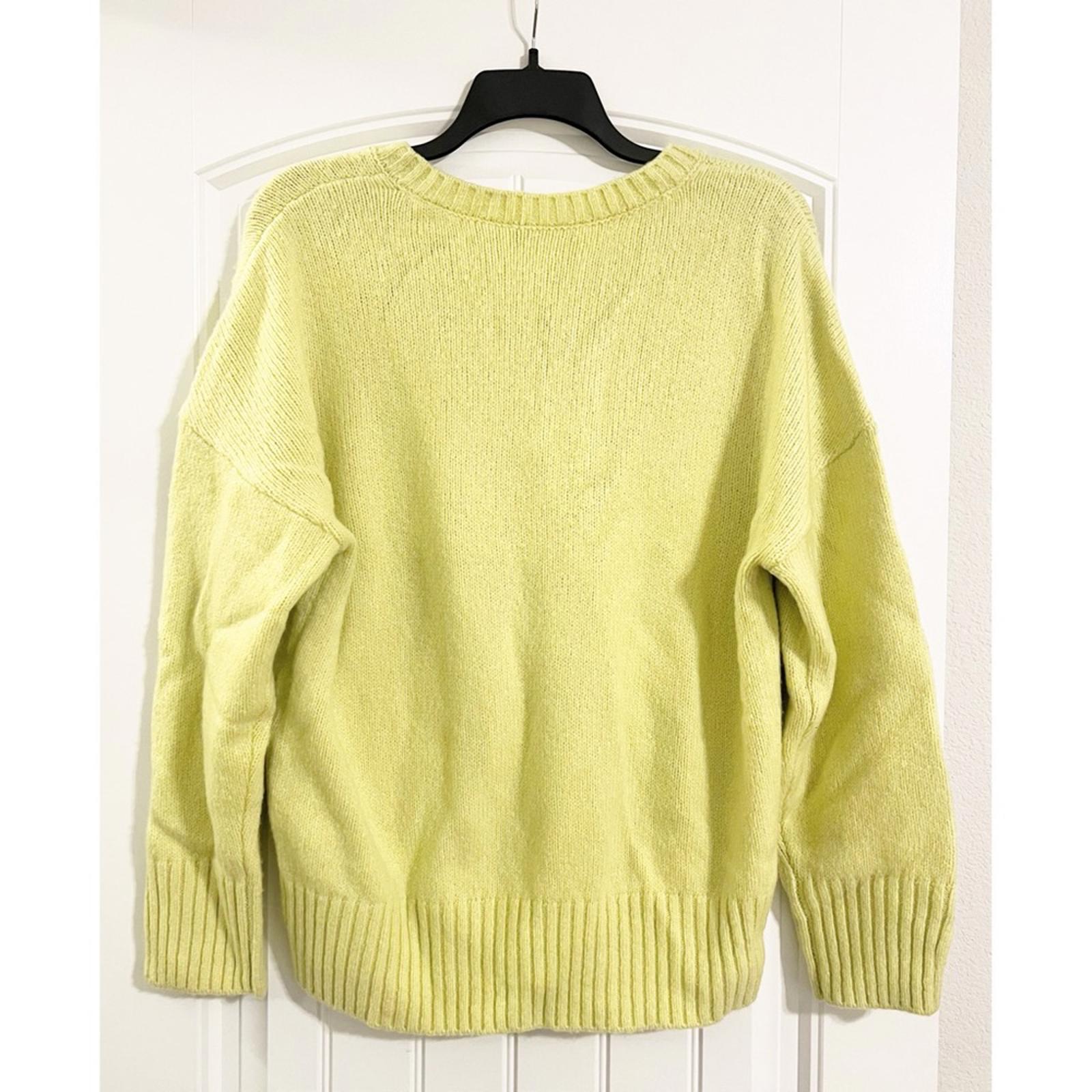 Favorite Daughter The William V-Neck Wool & Cashmere Blend Sweater, Citron NWT