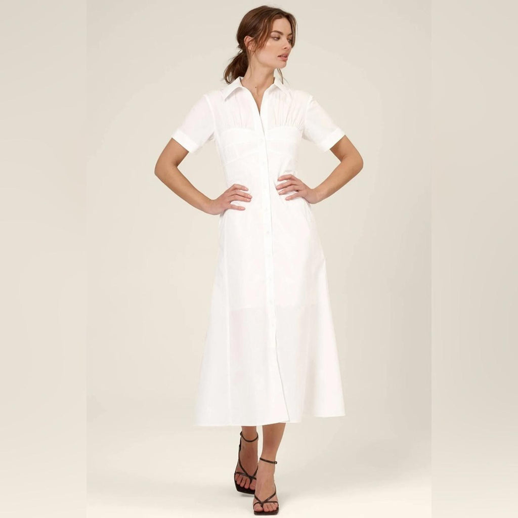 Nicholas Tenley Shirtdress Dress in White, NEW, Size 8, Retail $395