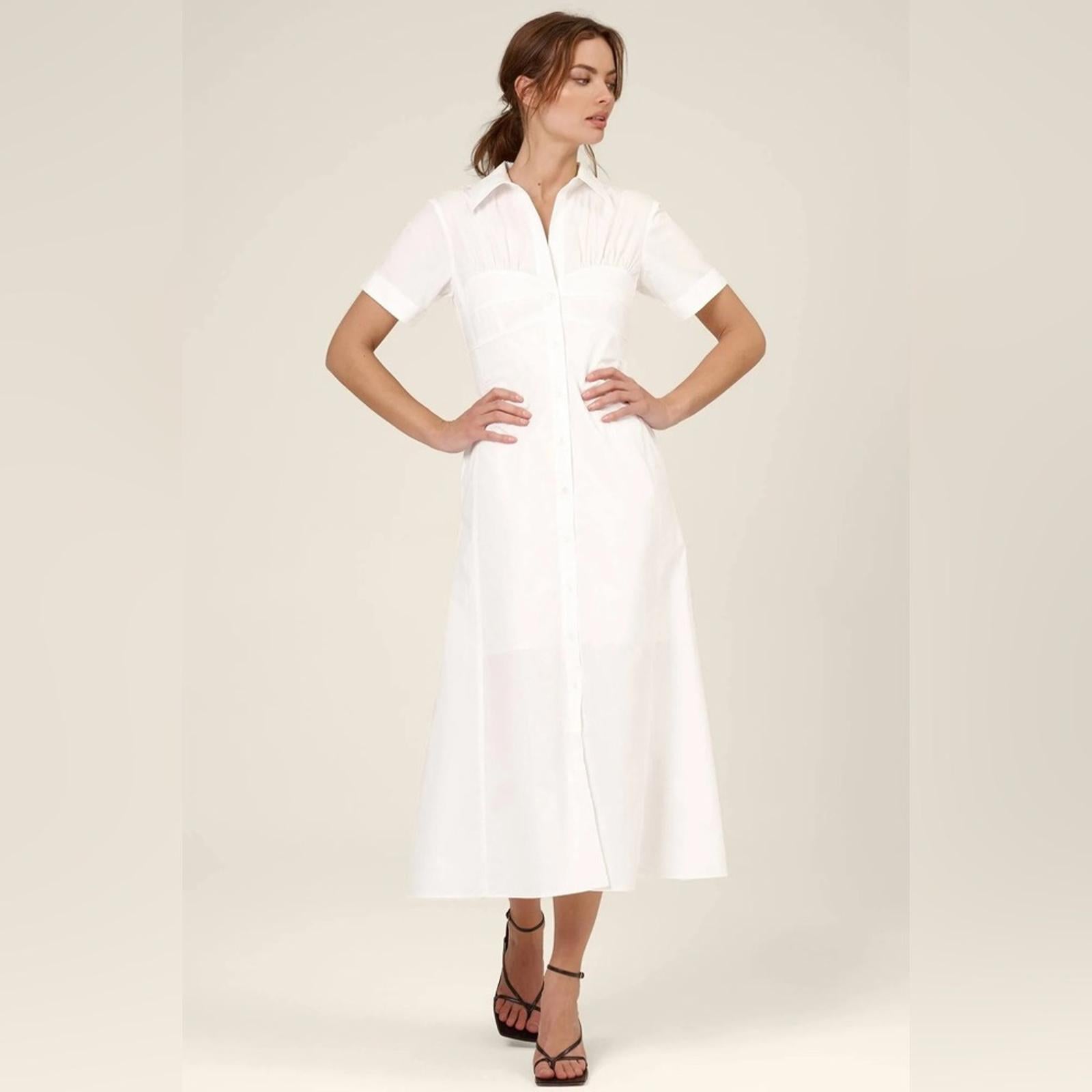 Nicholas Tenley Shirtdress Dress in White, NEW, Size 8, Retail $395