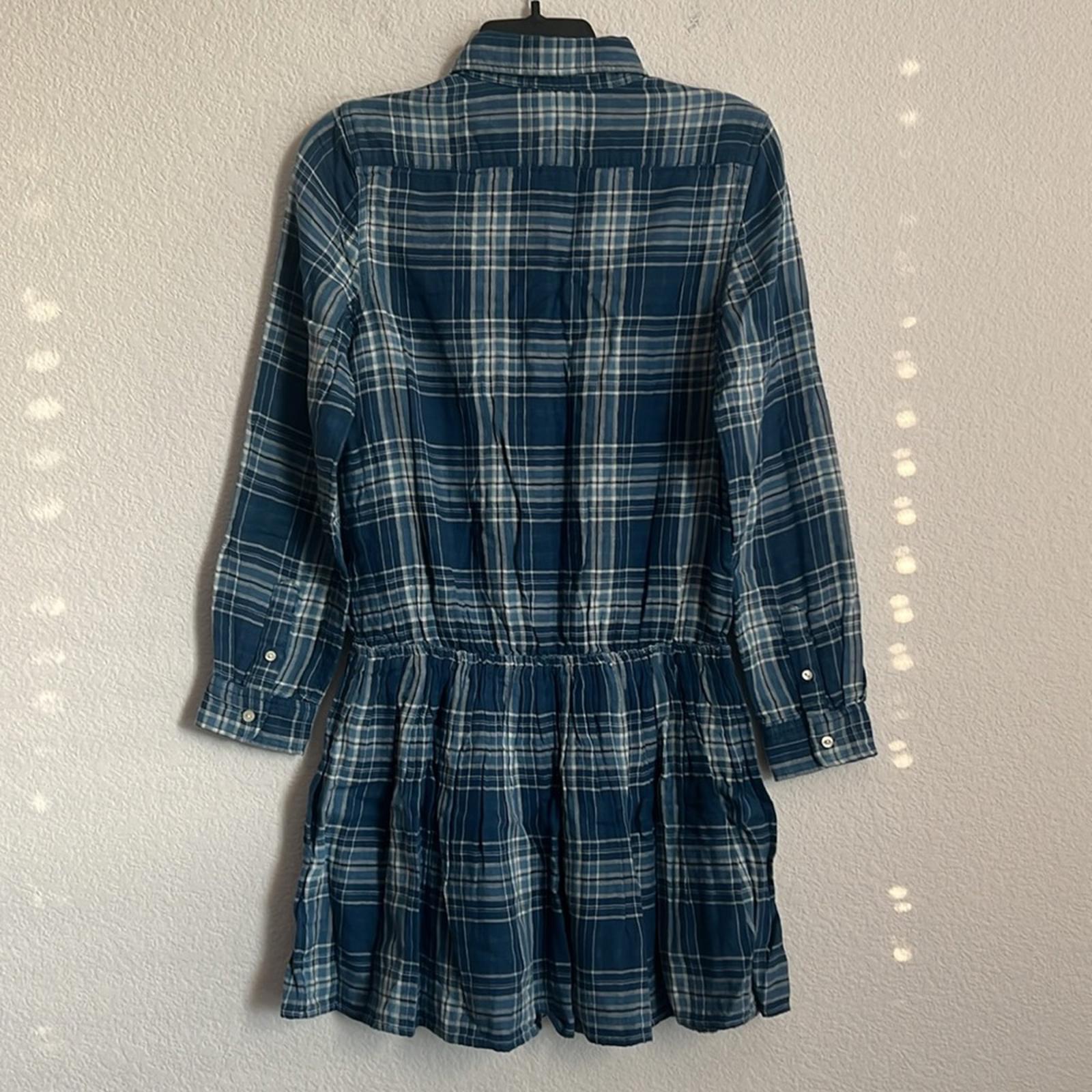 Polo Ralph Lauren Plaid Double-Faced Cotton Shirtdress in Blue, NWT, Size 16