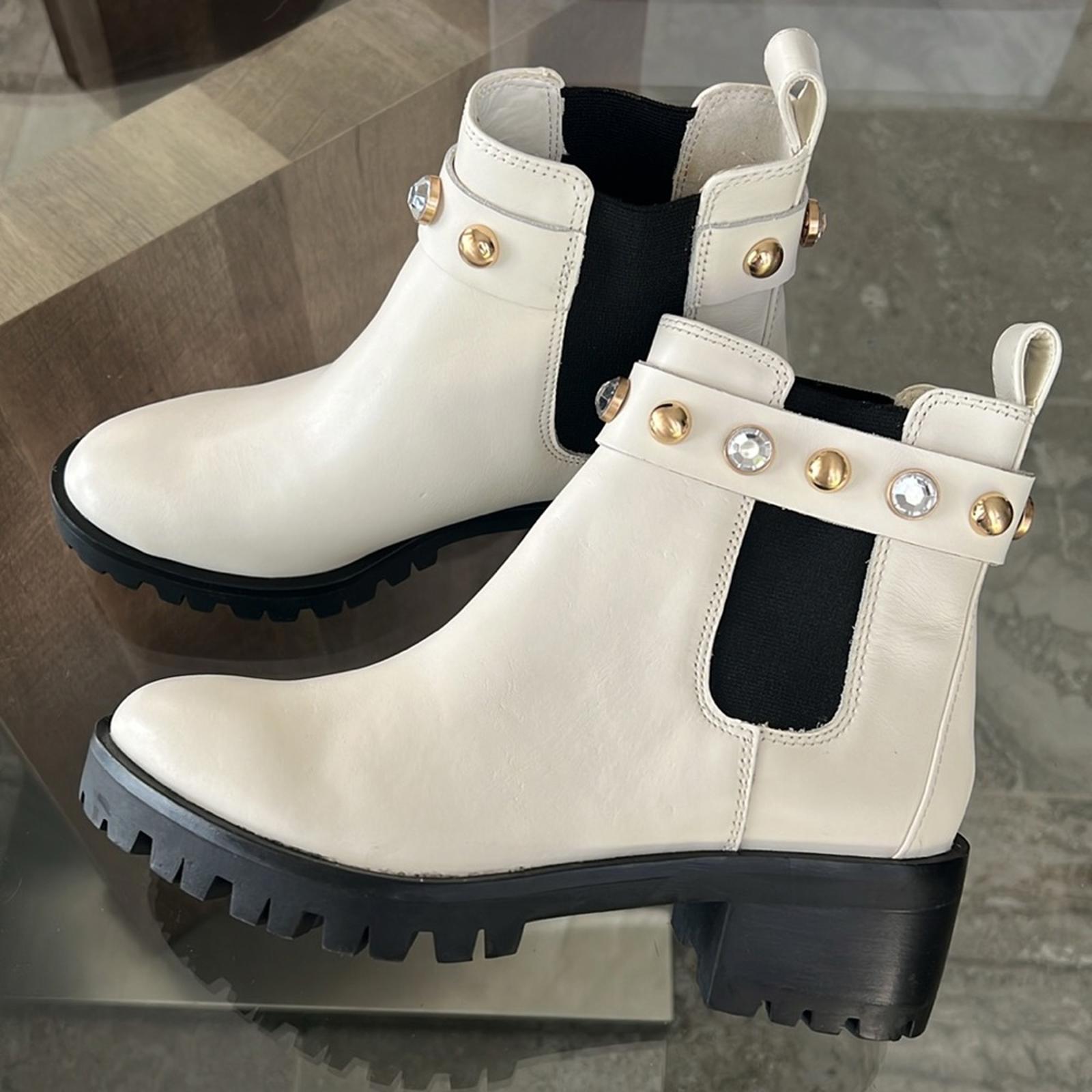 Karl Lagerfeld Paris Porshay Lug Sole Boots in Bone/White, Size 36 New w/o Box