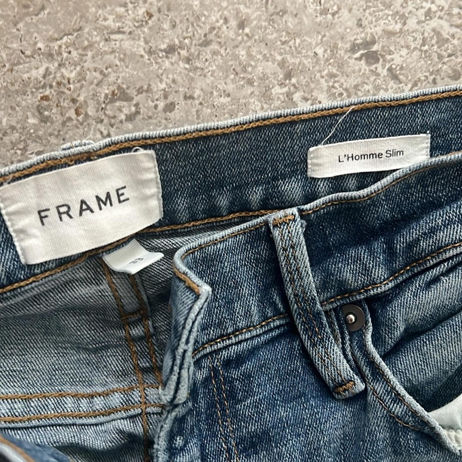 FRAME L’Homme Slim Denim Jeans, Blue Size 33 Retail $208