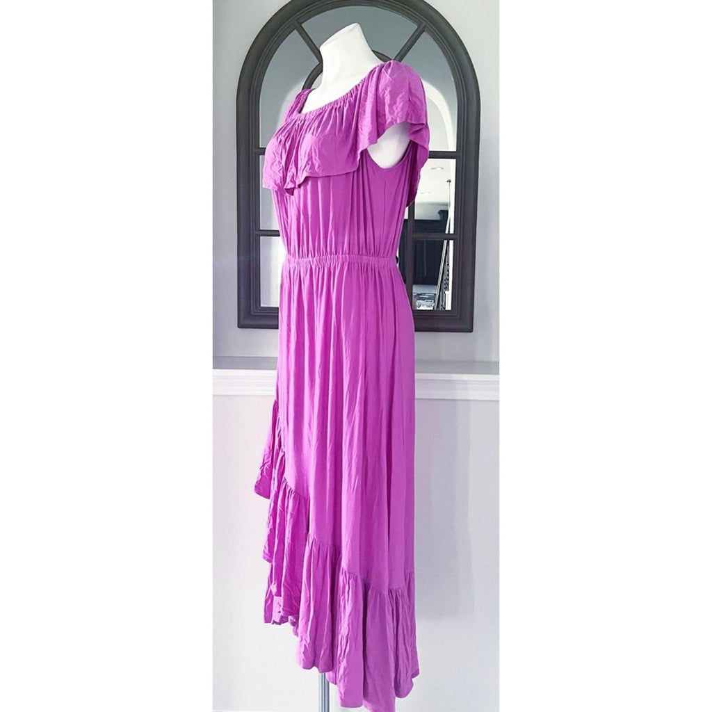 Lane Bryant Ruffle Off-The-Shoulder Maxi Dress in Purple Size 14/16 EXCELLENT!