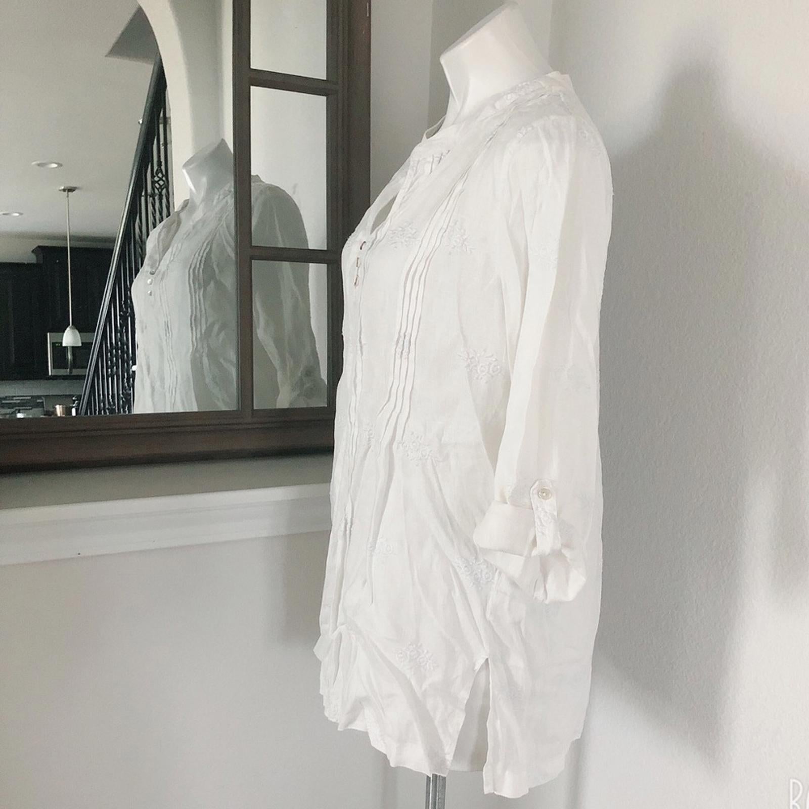 Anthropologie’s Cynthia Rowley Linen Shirt Tunic in White, Size L